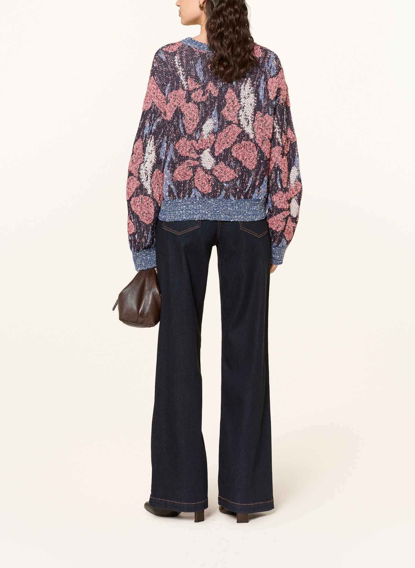 MOS MOSH Svetr MMTEANA: TMAVĚ MODRÁ / SVĚTLE ČERVENÁ / TMAVĚ MODRÁ