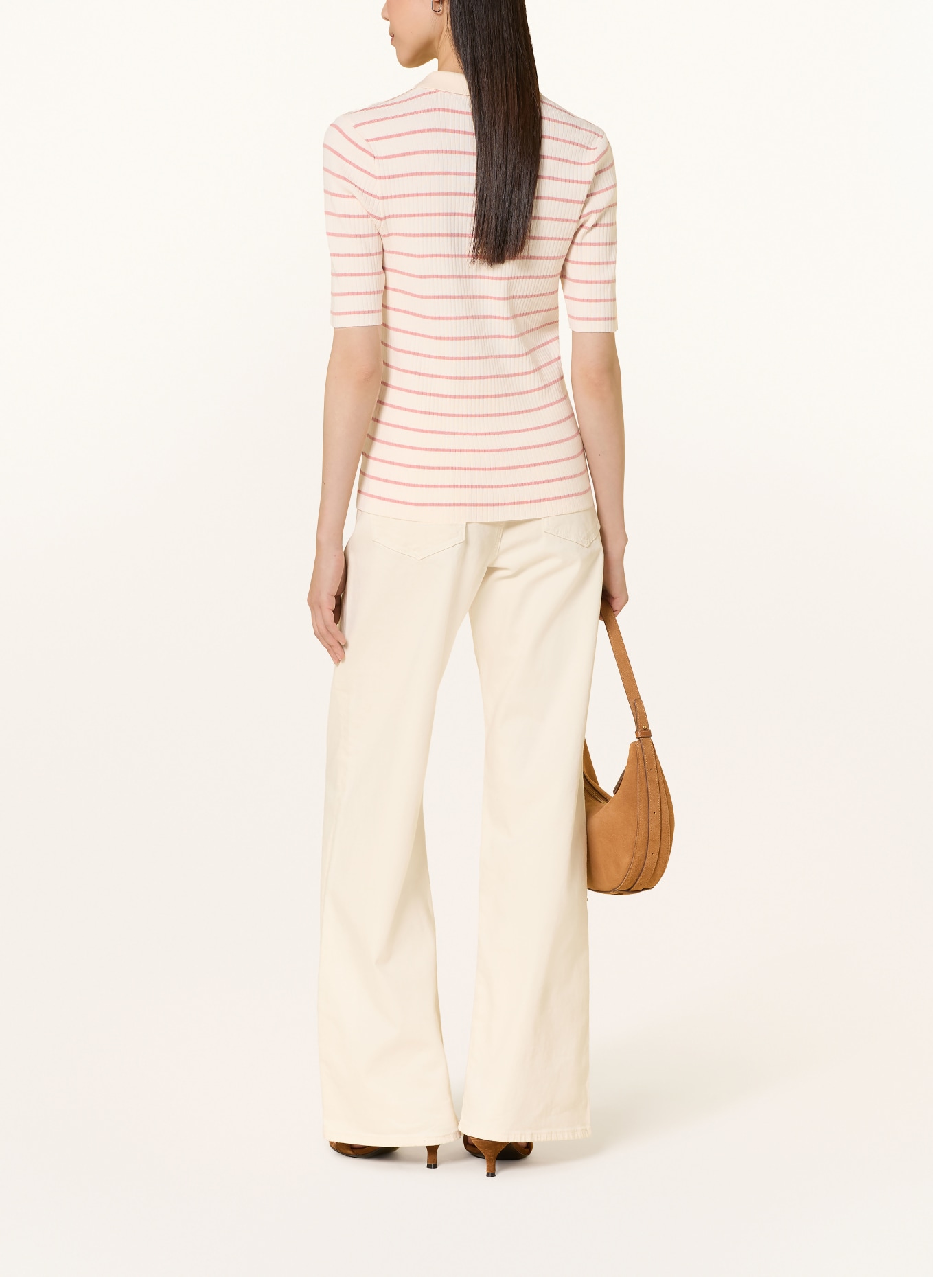 MOS MOSH Knitted polo shirt MMCALIZ: ROSE / ECRU