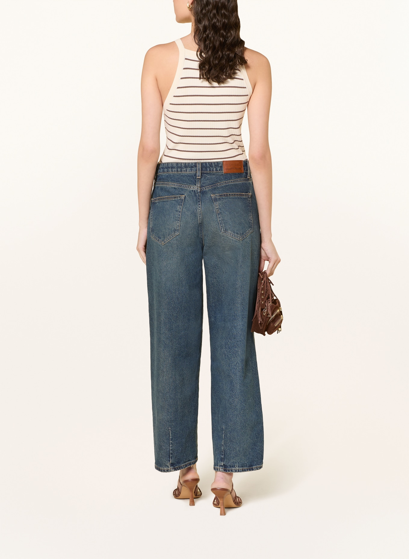 MOS MOSH Pletený top MMIMANJA: TMAVĚ HNĚDÁ / REŽNÁ