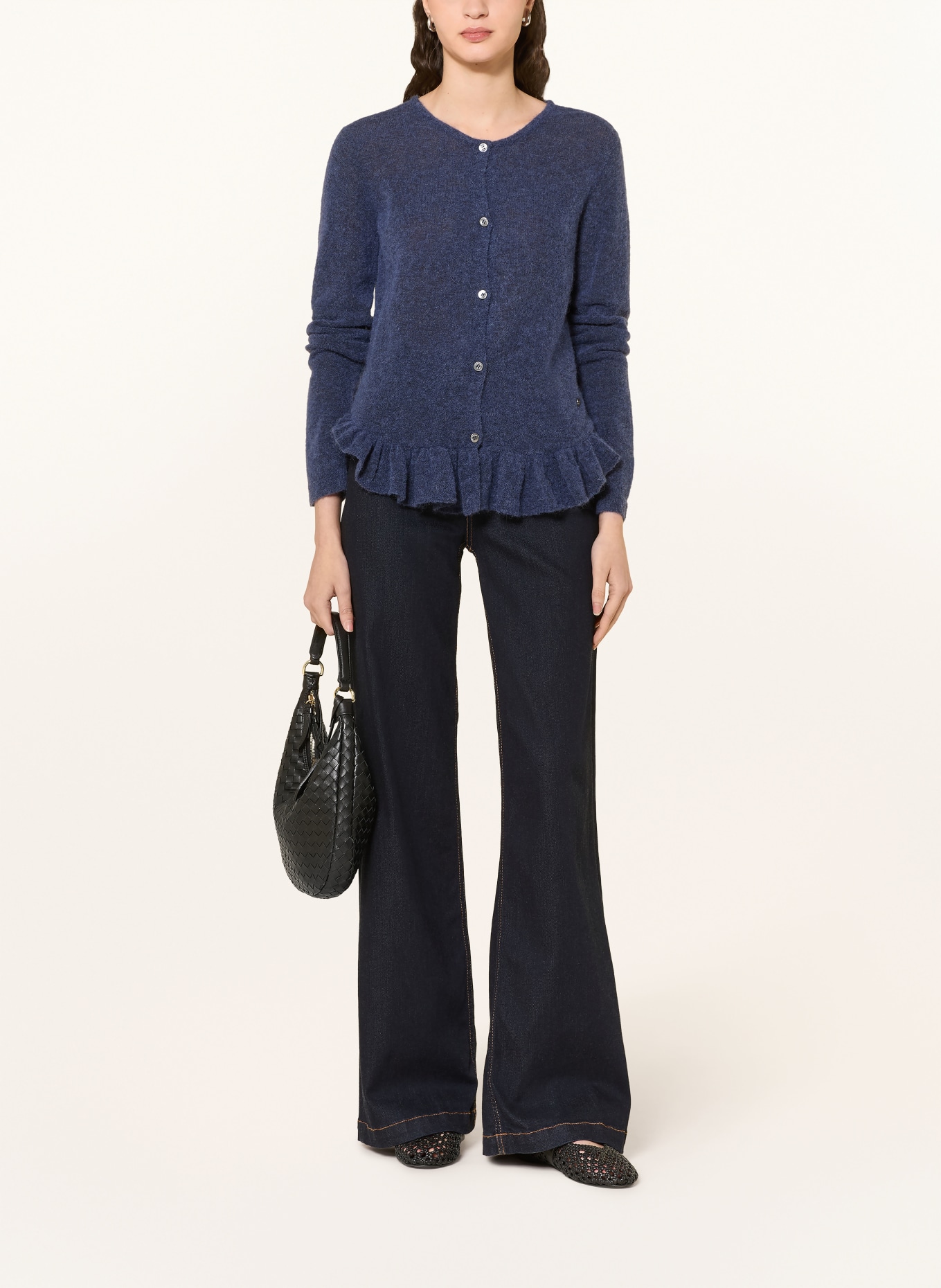 MOS MOSH MMMAPE ALICE cardigan with ruffles: DARK BLUE