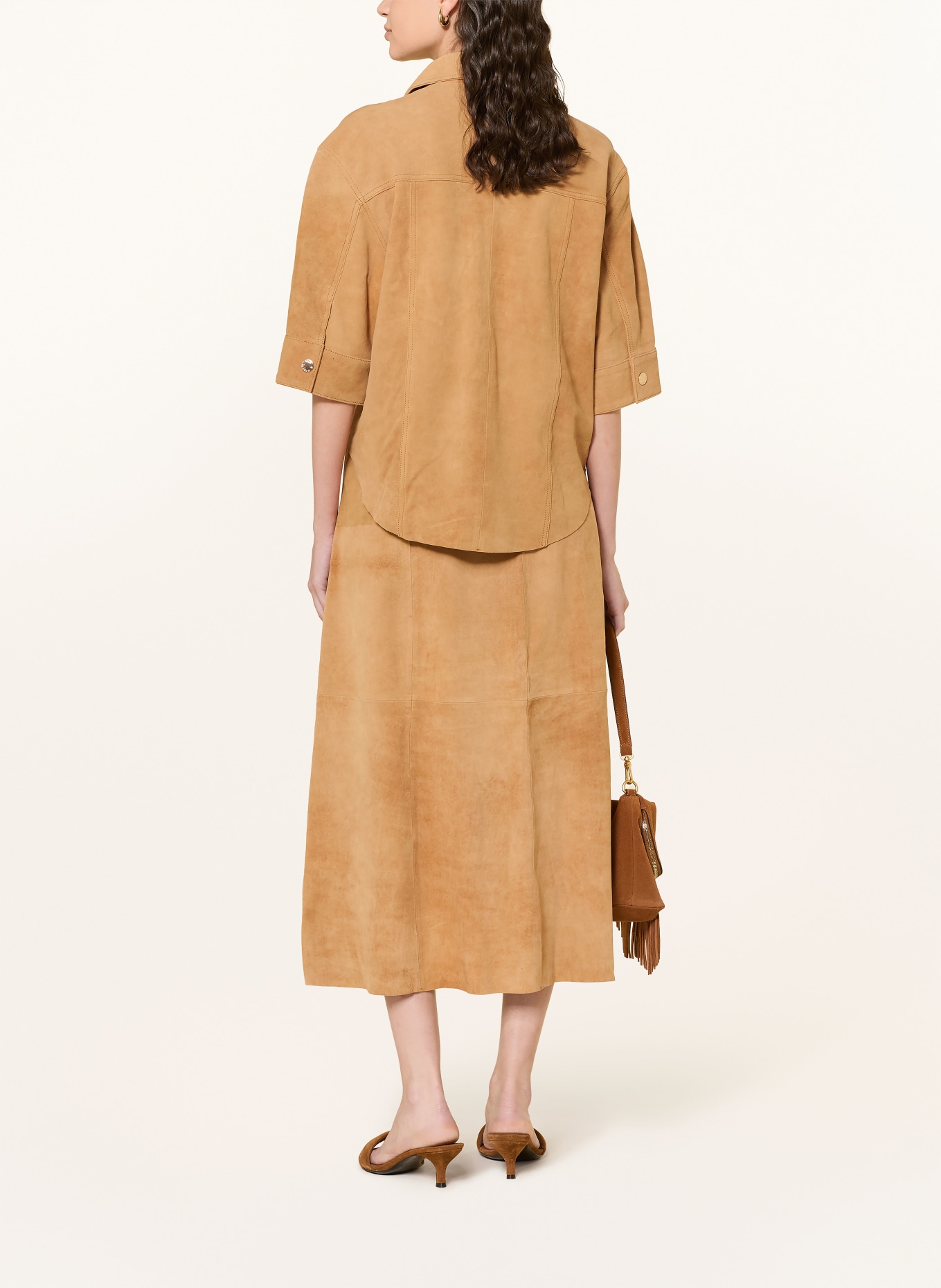 MOS MOSH Leren rok MMDEENA: LICHTBRUIN