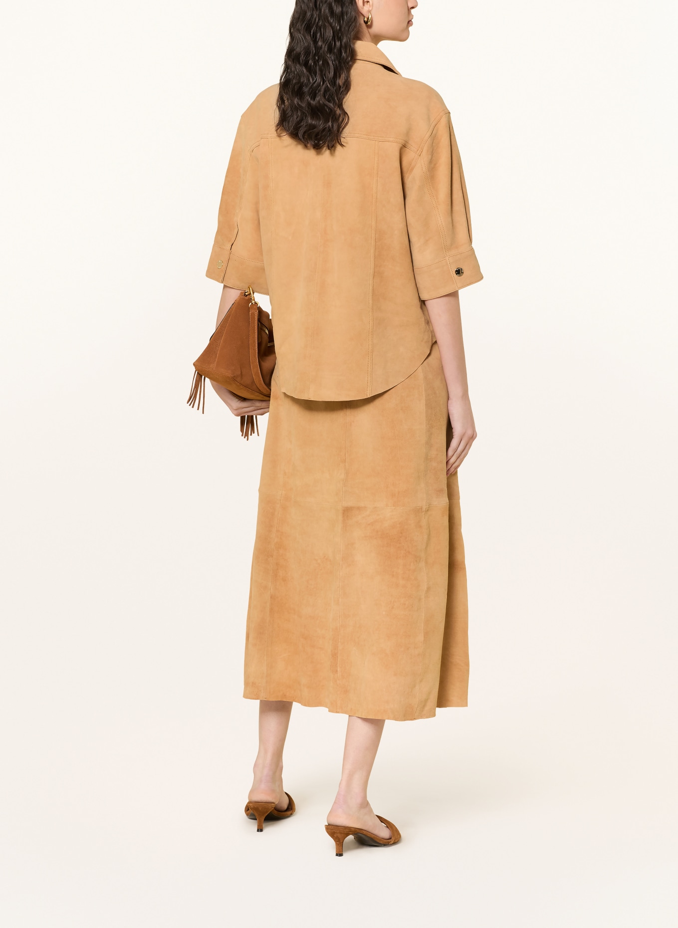 MOS MOSH Leather blouse MMSIGGA: LIGHT BROWN