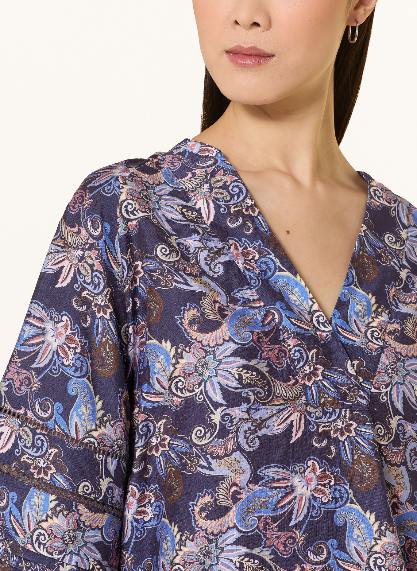 MOS MOSH Blusenshirt MMGATA mit 3/4-Arm: DUNKELBLAU / BRAUN / HELLBLAU