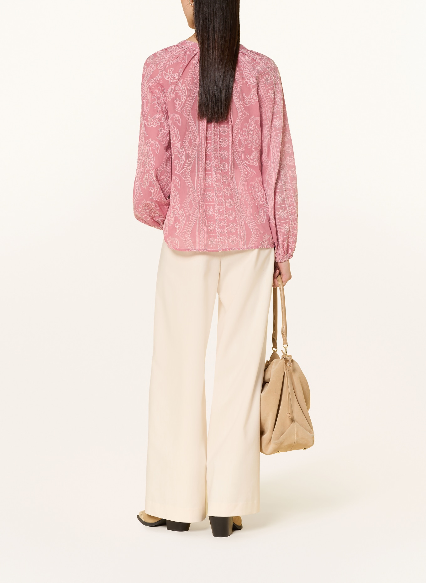 MOS MOSH Blůza MMGATA s 3/4 rukávem: STARORŮŽOVÁ / BÍLÁ