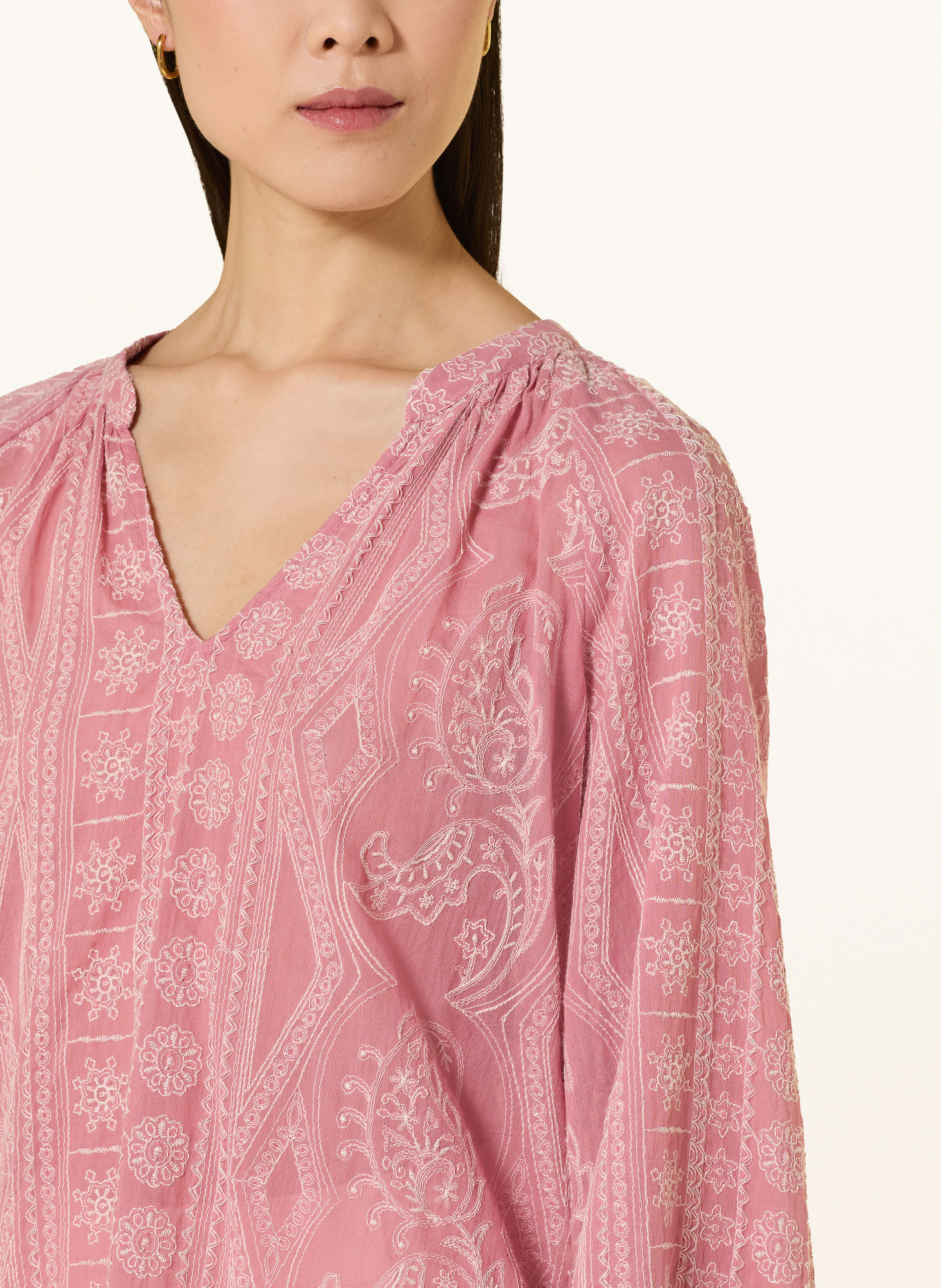 MOS MOSH Blůza MMGATA s 3/4 rukávem: STARORŮŽOVÁ / BÍLÁ