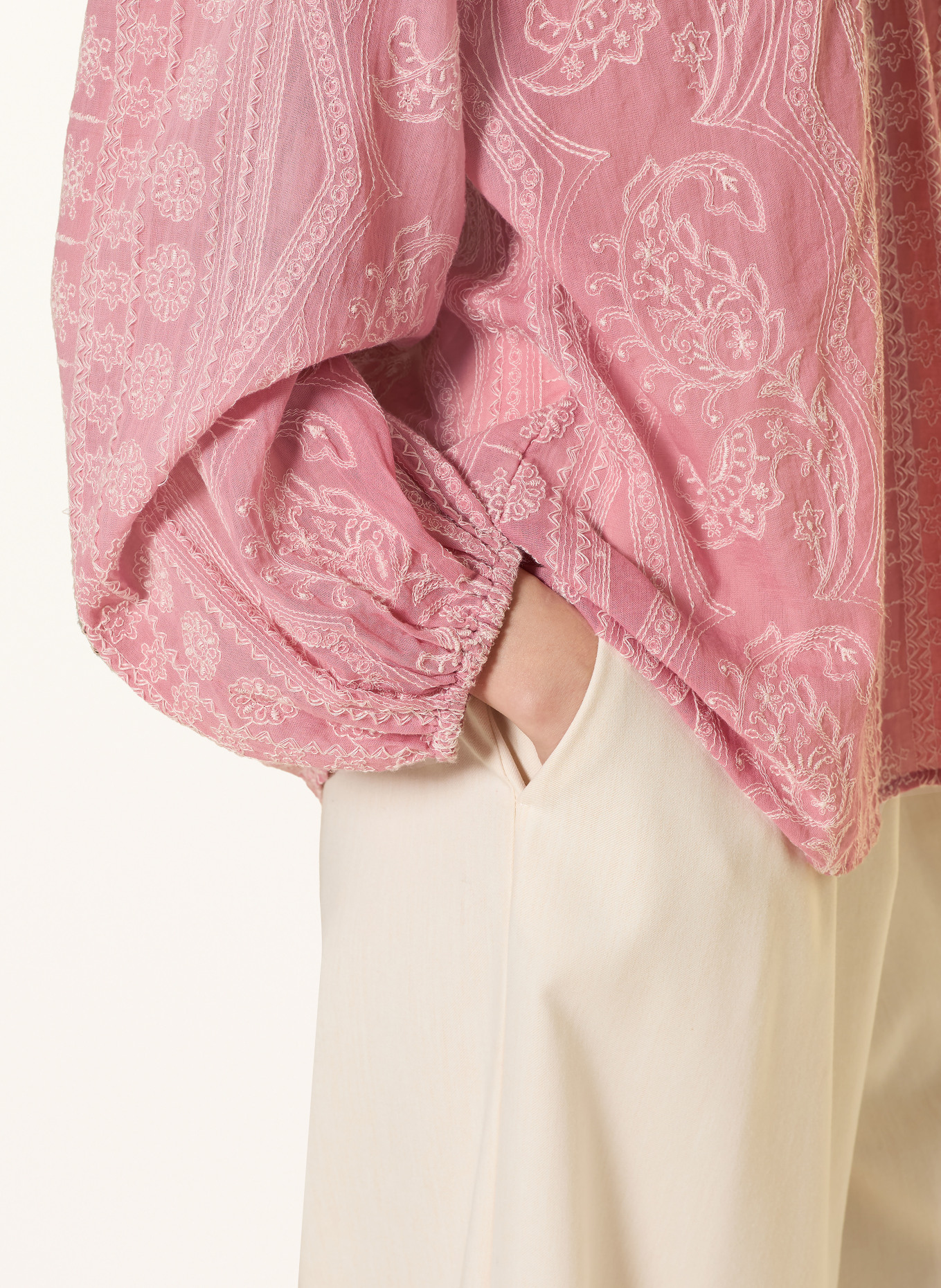 MOS MOSH Blůza MMGATA s 3/4 rukávem: STARORŮŽOVÁ / BÍLÁ