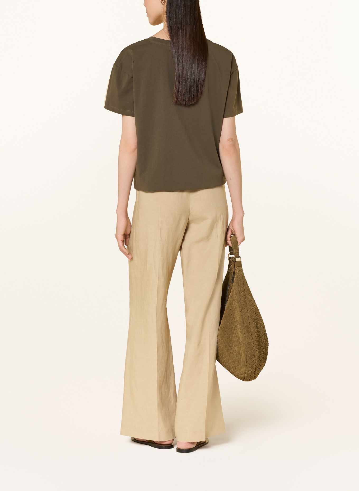 MOS MOSH Tričko MMJUDD s ozdobnými kameny: TMAVĚ ZELENÁ / KHAKI / BÍLÁ