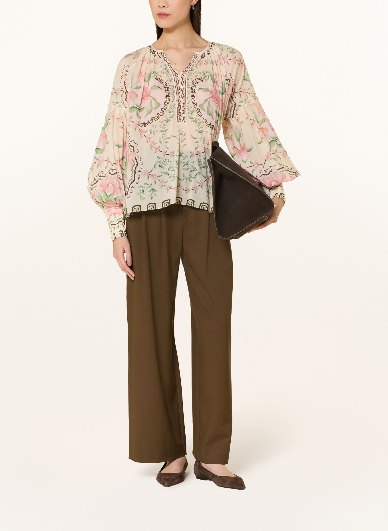 MOS MOSH Blusenshirt MMWYLDE: ECRU / LACHS / GRÜN