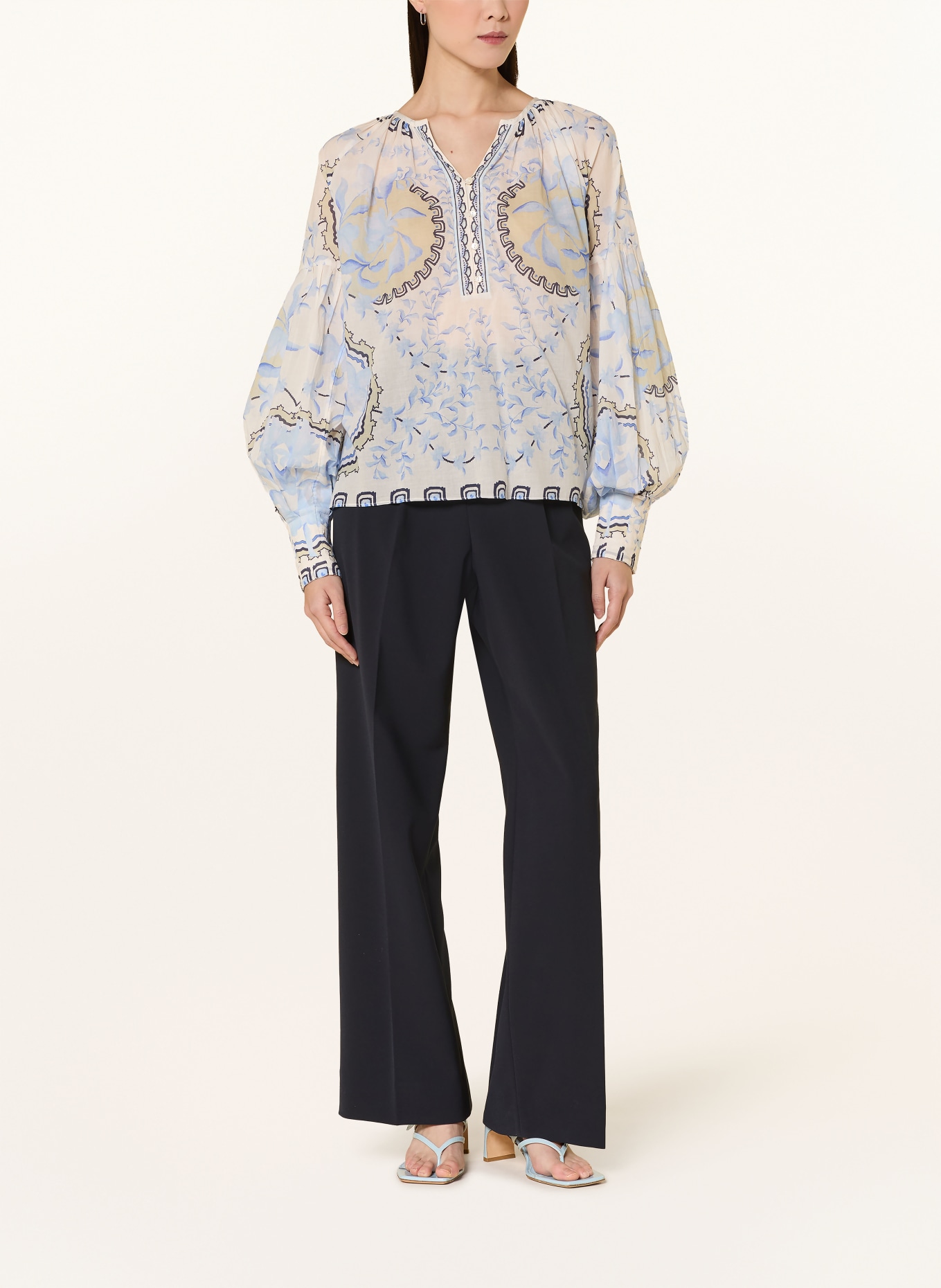 MOS MOSH Blouse shirt MMWYLDE: ECRU / LIGHT BLUE / DARK BLUE