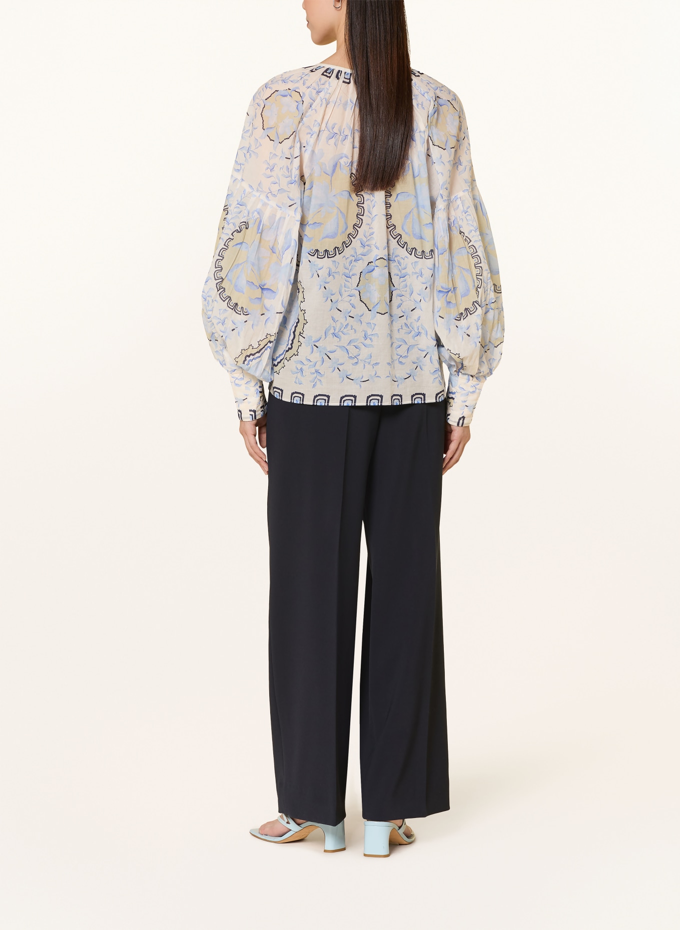 MOS MOSH Blouse shirt MMWYLDE: ECRU / LIGHT BLUE / DARK BLUE