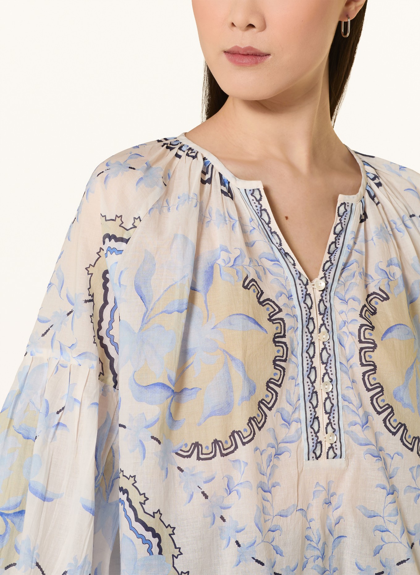 MOS MOSH Blouse shirt MMWYLDE: ECRU / LIGHT BLUE / DARK BLUE