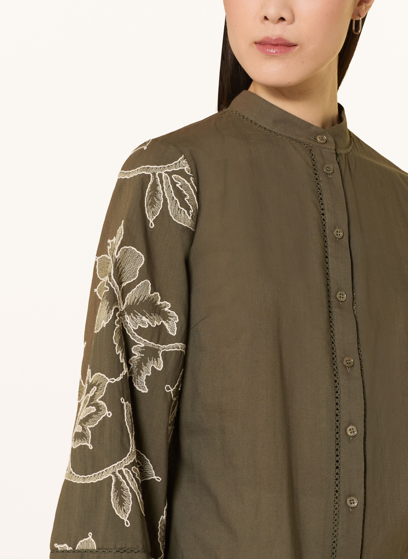 MOS MOSH Blouse MMLOUIS LINE: OLIVE / LIGHT GREEN / WHITE