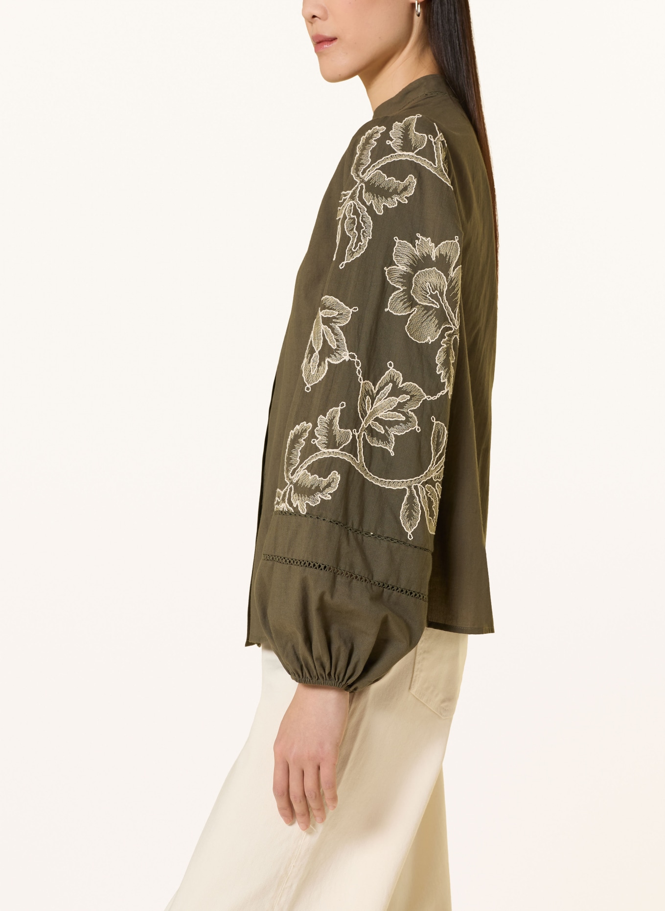 MOS MOSH Blouse MMLOUIS LINE: OLIVE / LIGHT GREEN / WHITE