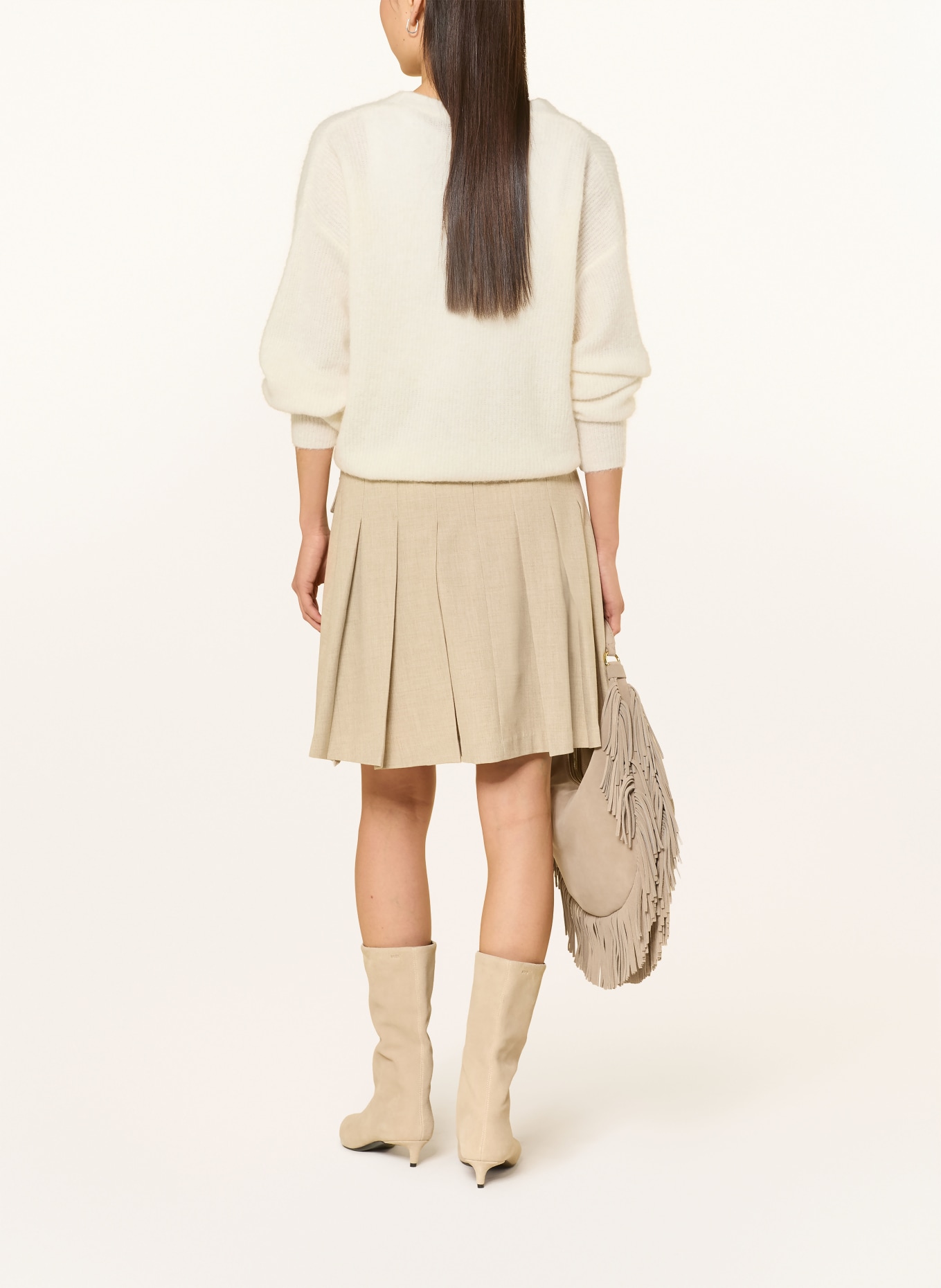 MOS MOSH Skládaná sukně MMRUNI: BÉŽOVÁ