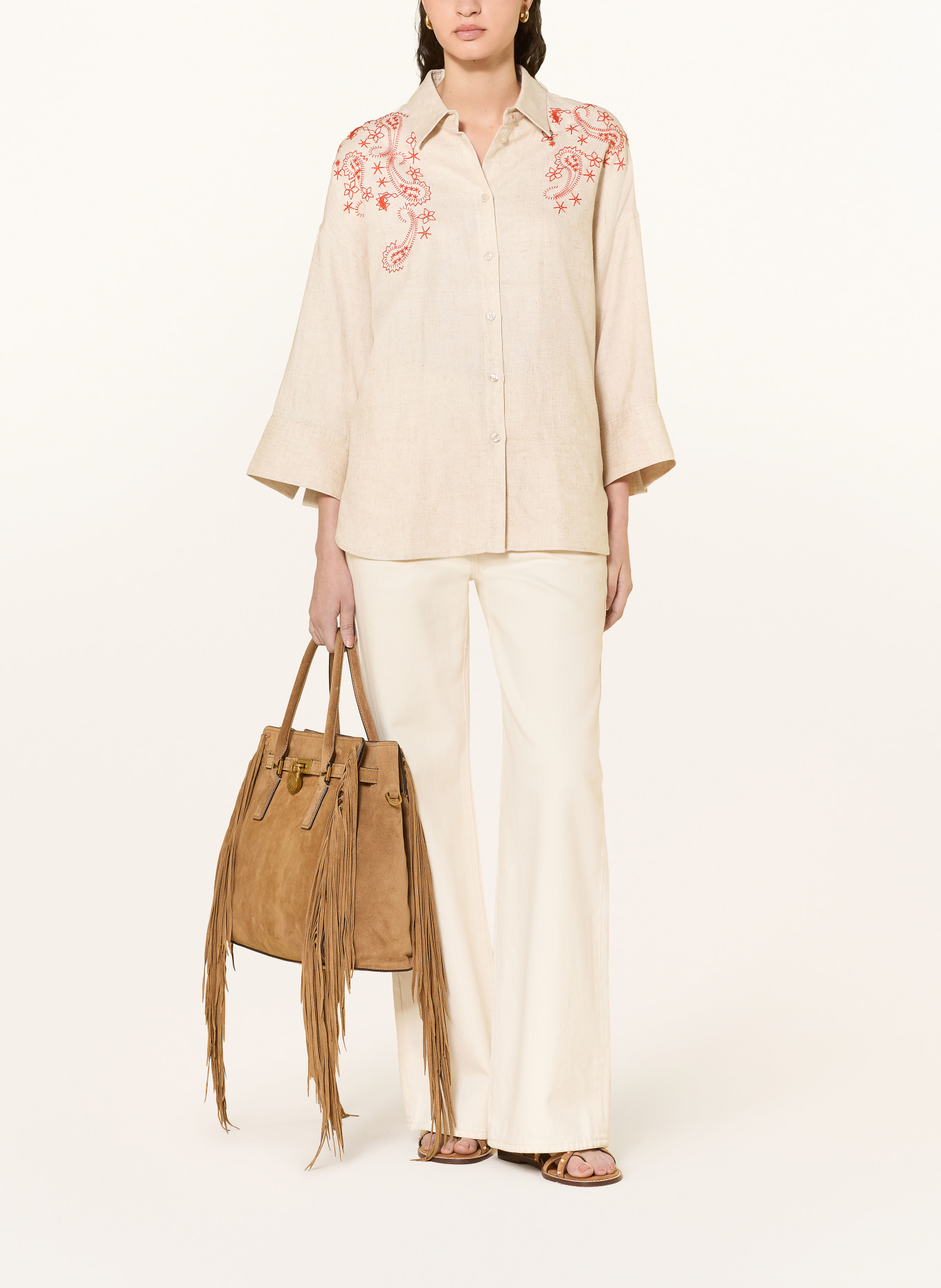 MOS MOSH Overhemdblouse MMAUDRI COLEEN: ECRU / ORANJE