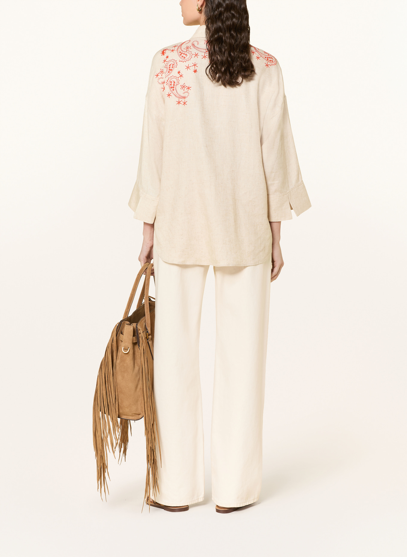 MOS MOSH Overhemdblouse MMAUDRI COLEEN: ECRU / ORANJE