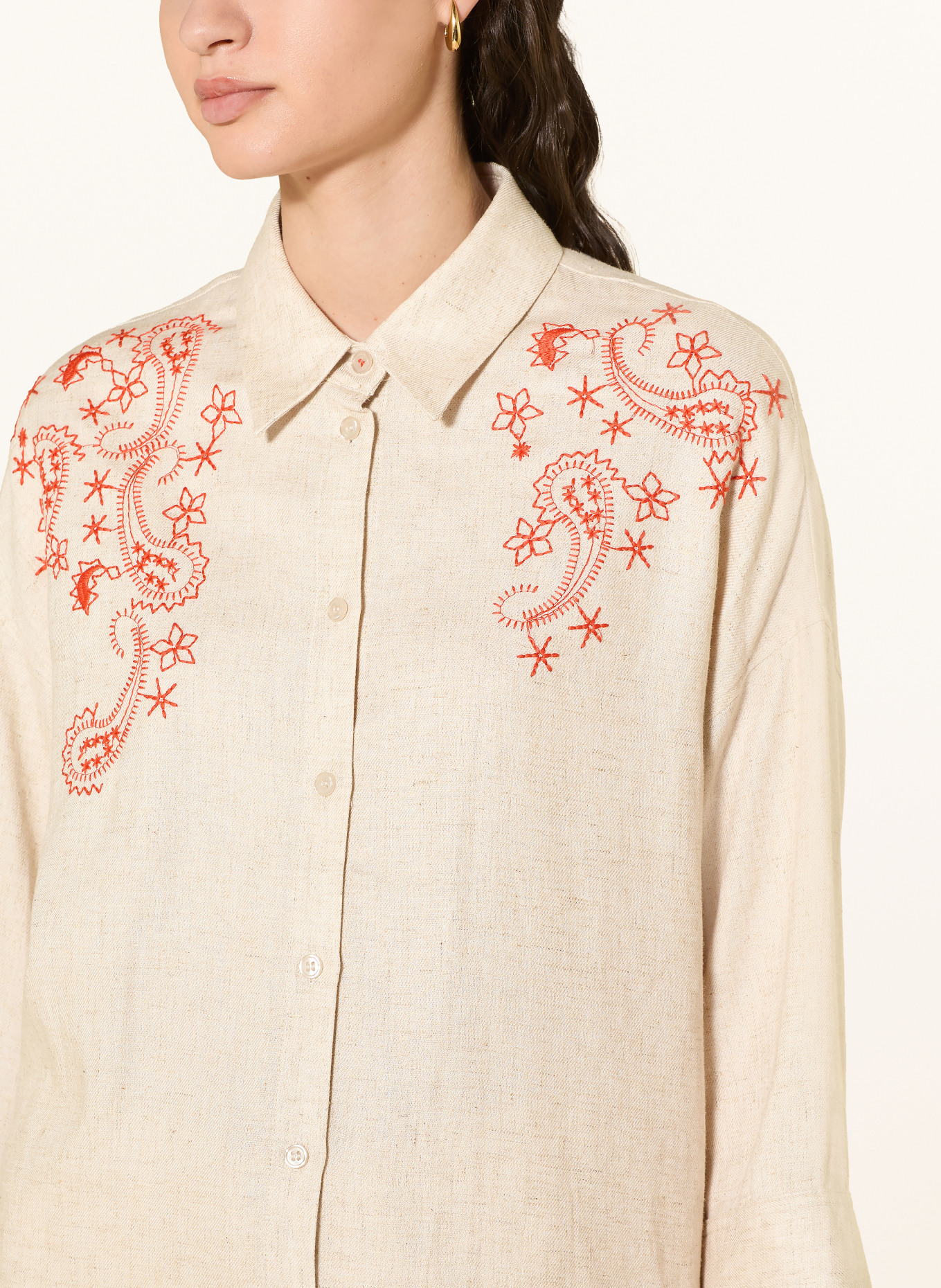 MOS MOSH Overhemdblouse MMAUDRI COLEEN: ECRU / ORANJE