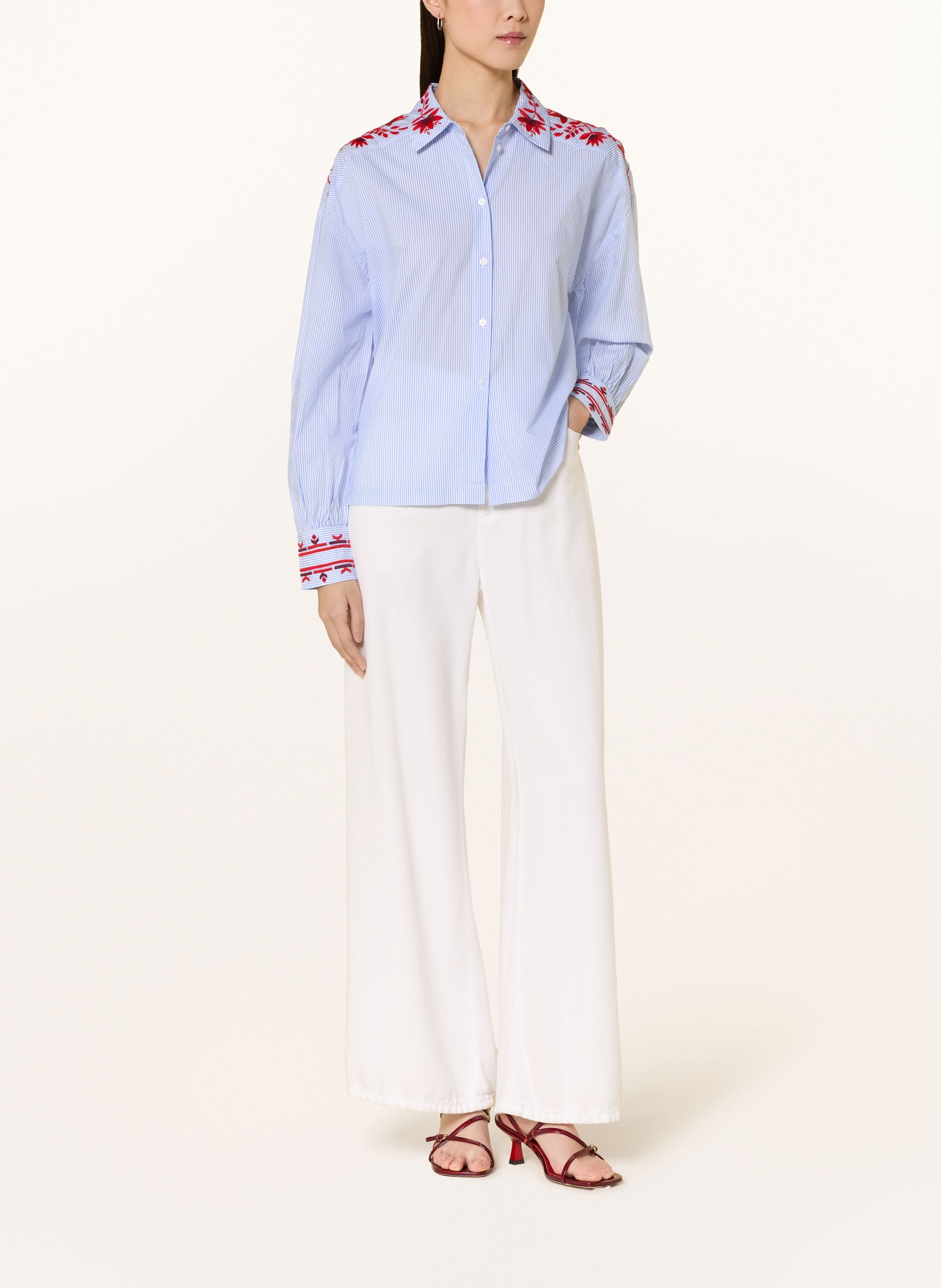 MOS MOSH Chemise MMOSMO: BLEU CLAIR / ROUGE FONCÉ / BLANC