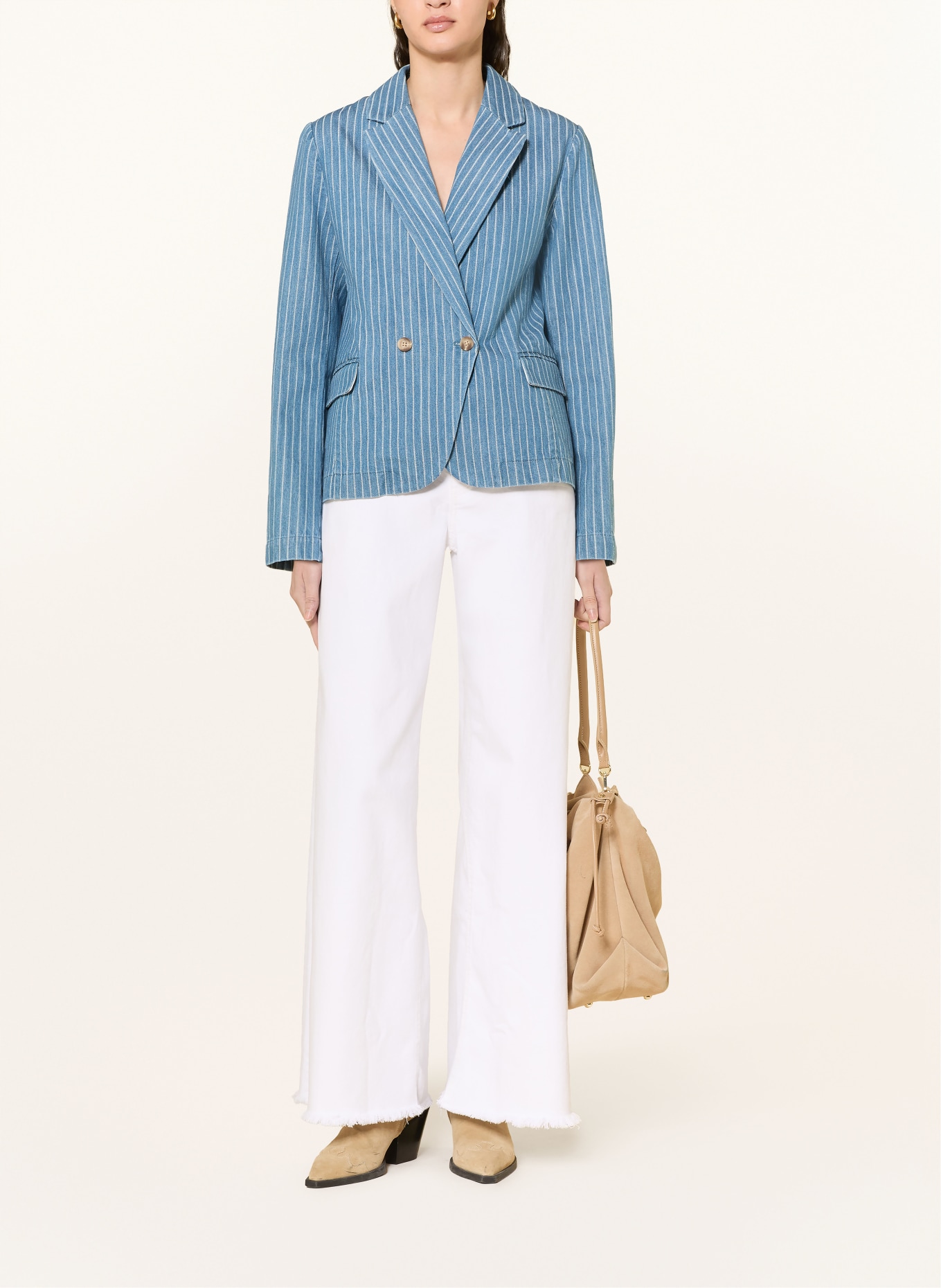 MOS MOSH Jeansblazer MMBELINE VIRTO: BLAU / WEISS