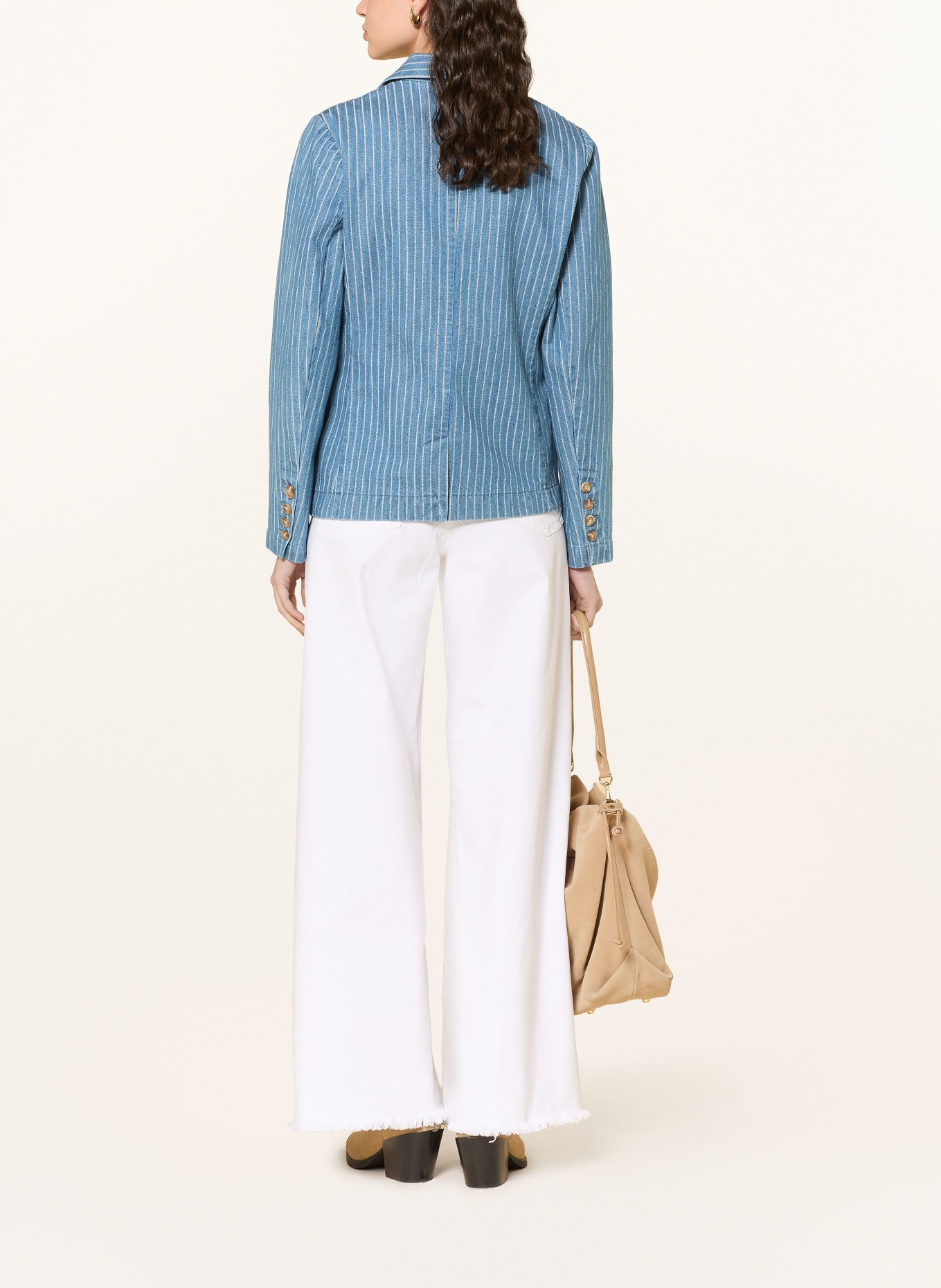 MOS MOSH Jeansblazer MMBELINE VIRTO: BLAU / WEISS