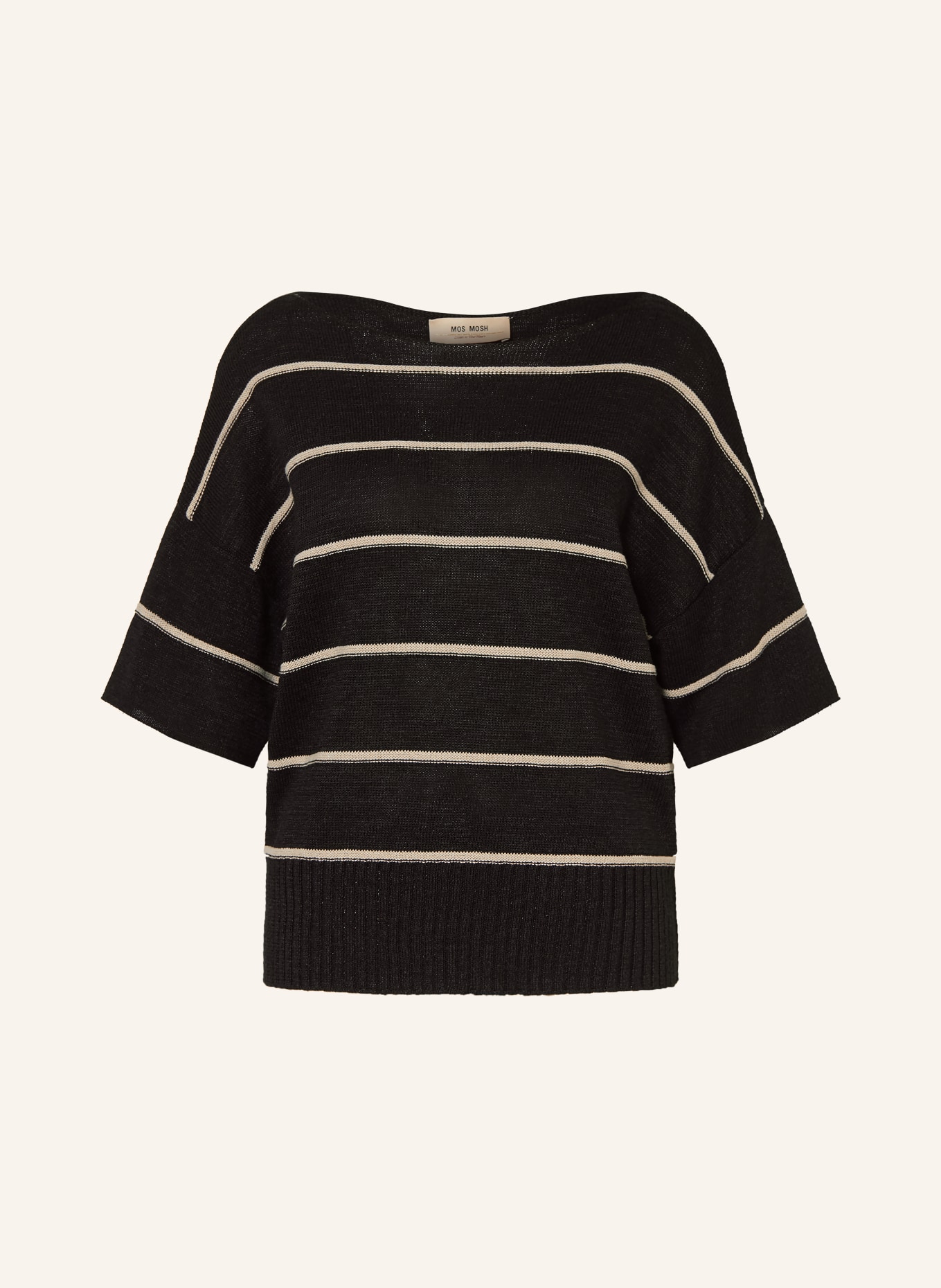 MOS MOSH Strickshirt MMARLEN: SCHWARZ / BEIGE