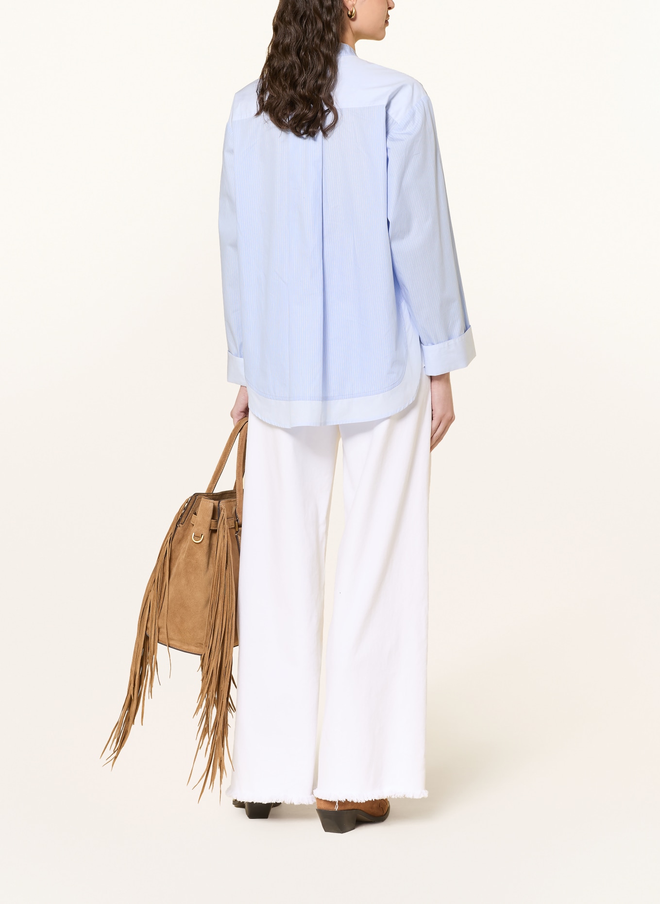 MOS MOSH Blusenshirt MMBRONWYN im Materialmix: HELLBLAU / DUNKELBLAU / WEISS