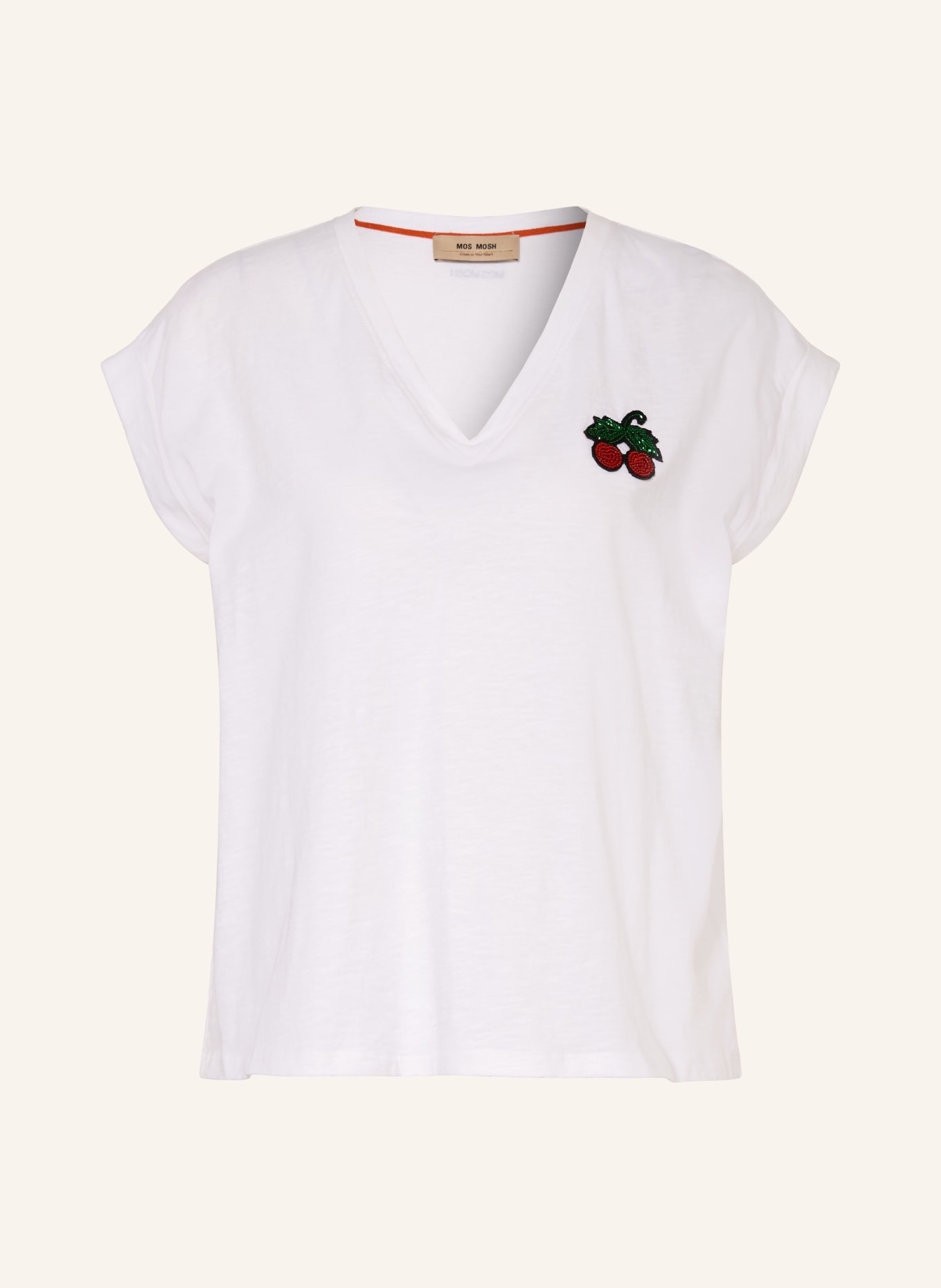 MOS MOSH T-Shirt MMSILAO mit Schmuckperlen: WEISS