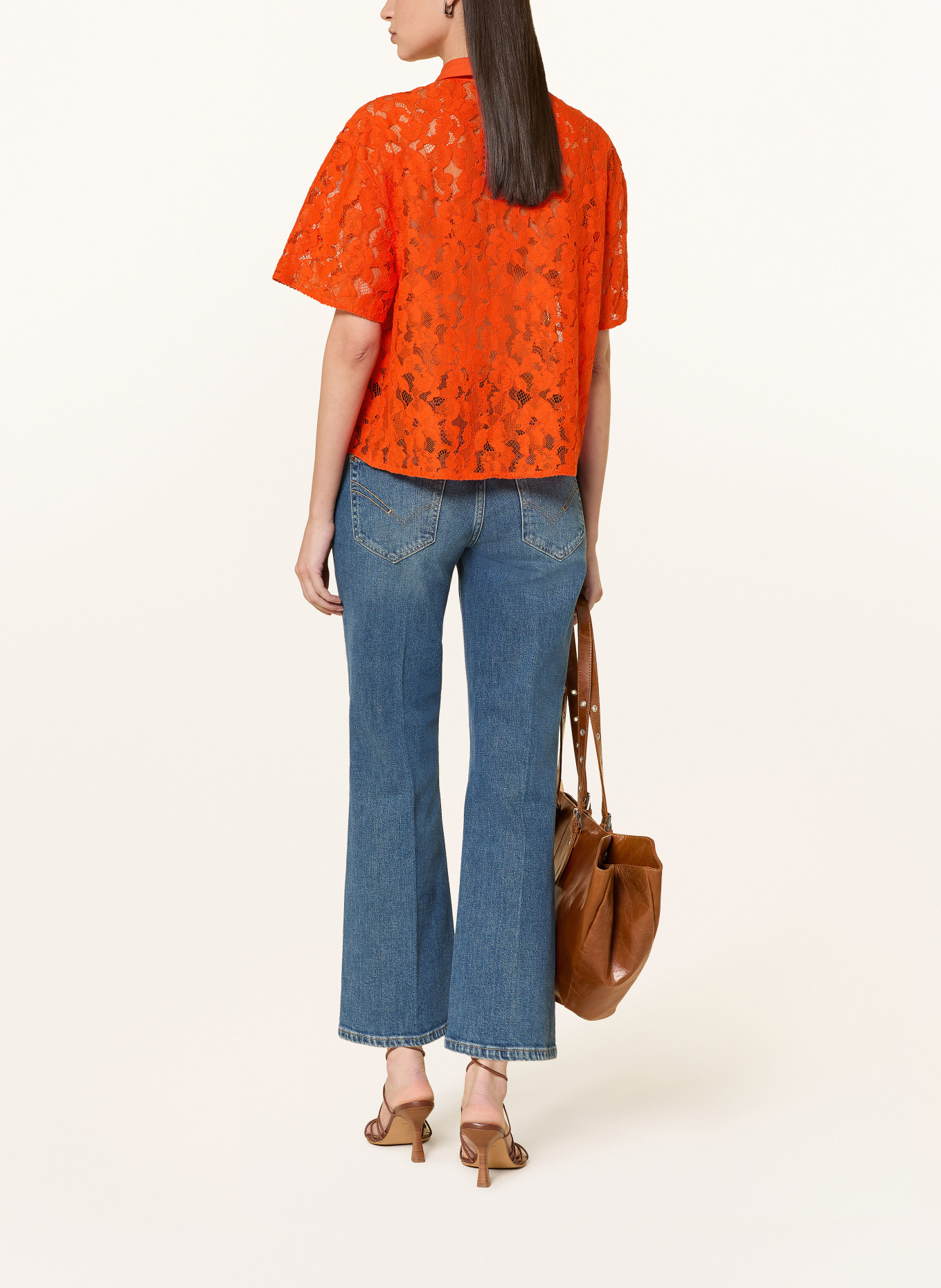 MOS MOSH Overhemdblouse MMLIA van kant: NEONORANJE