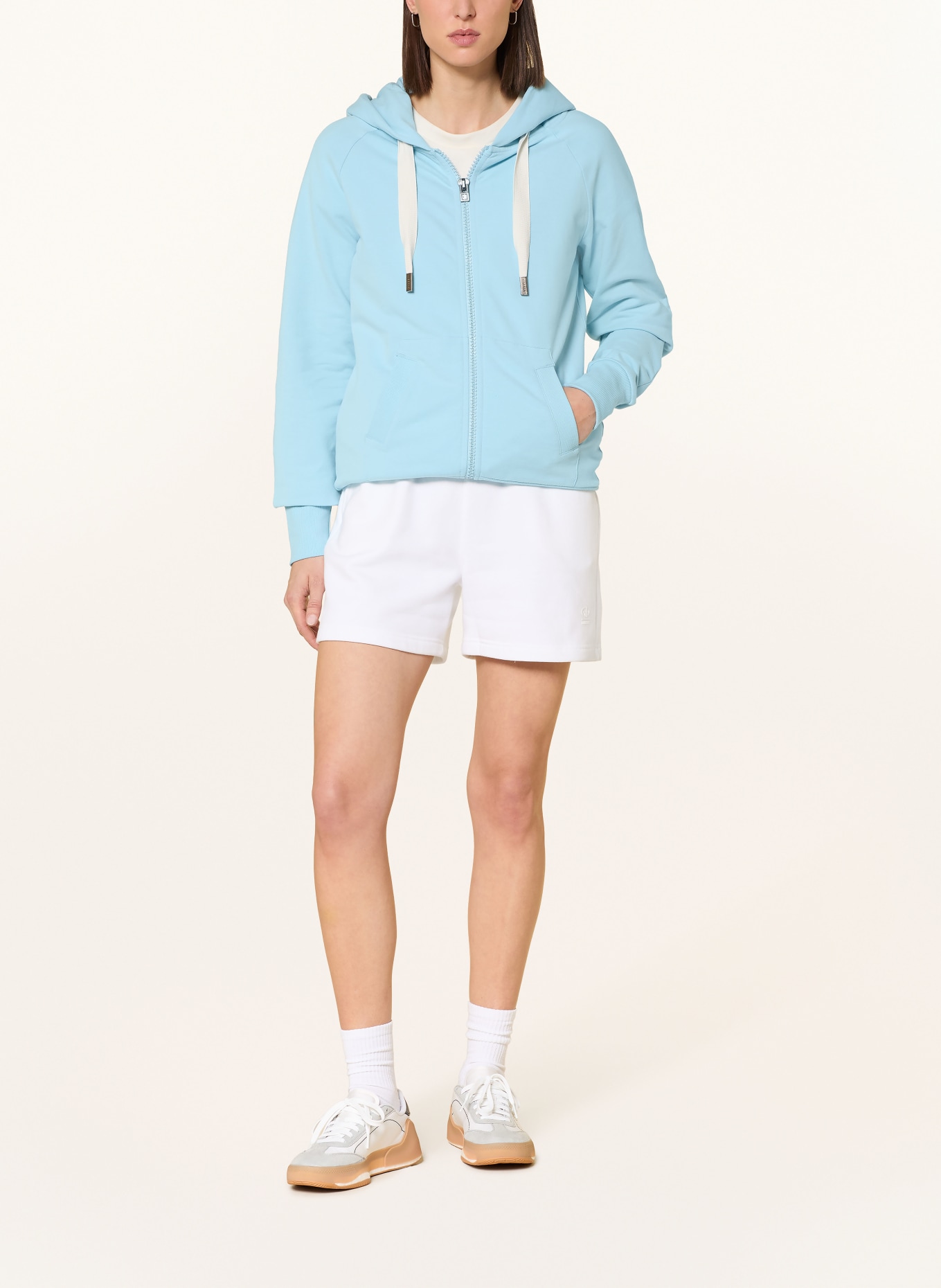 ELBSAND Sweat jacket KELDA: LIGHT BLUE / WHITE