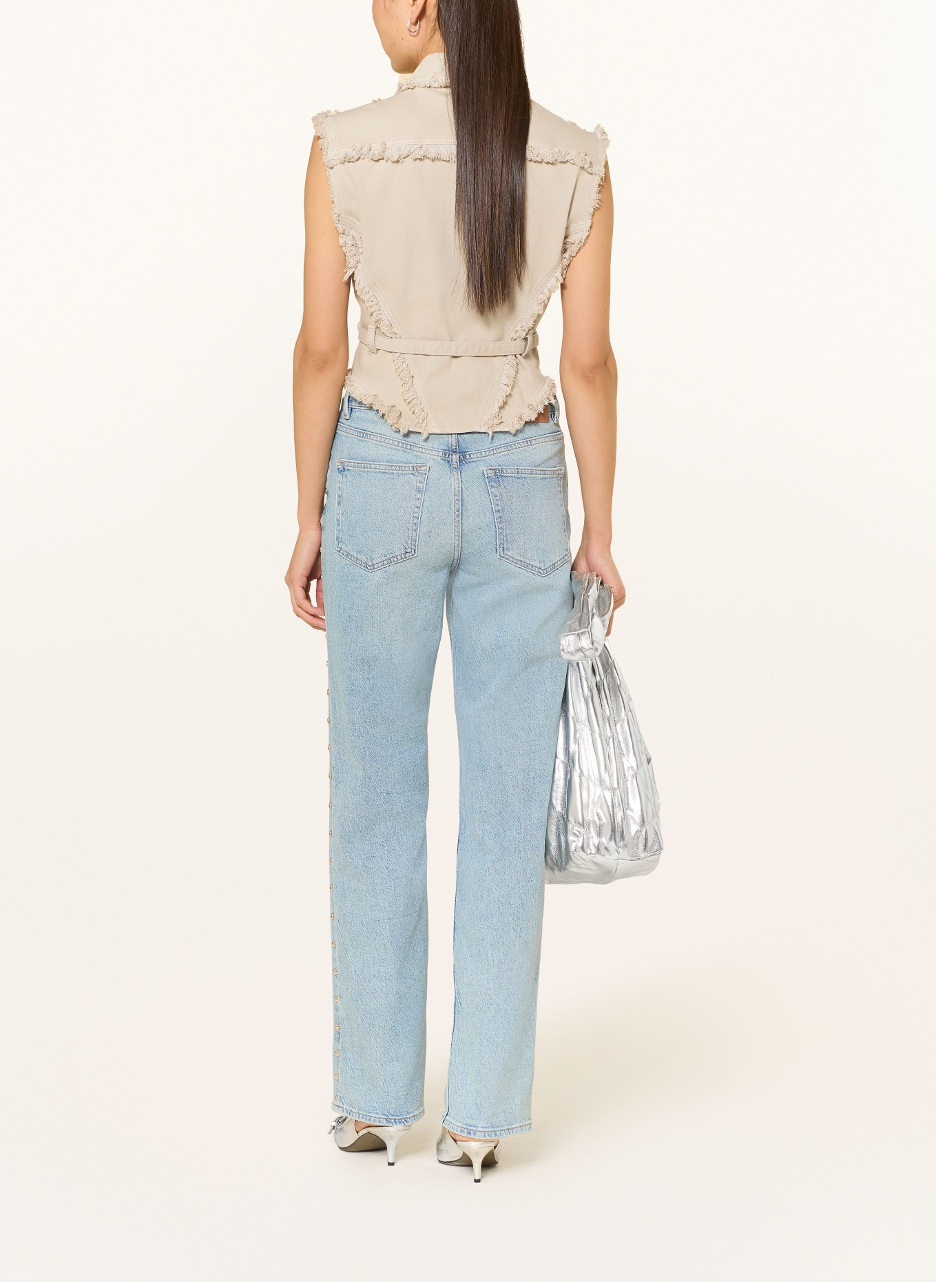 MOS MOSH Rovné džíny MMRACHEL s nýty: 406 LIGHT BLUE