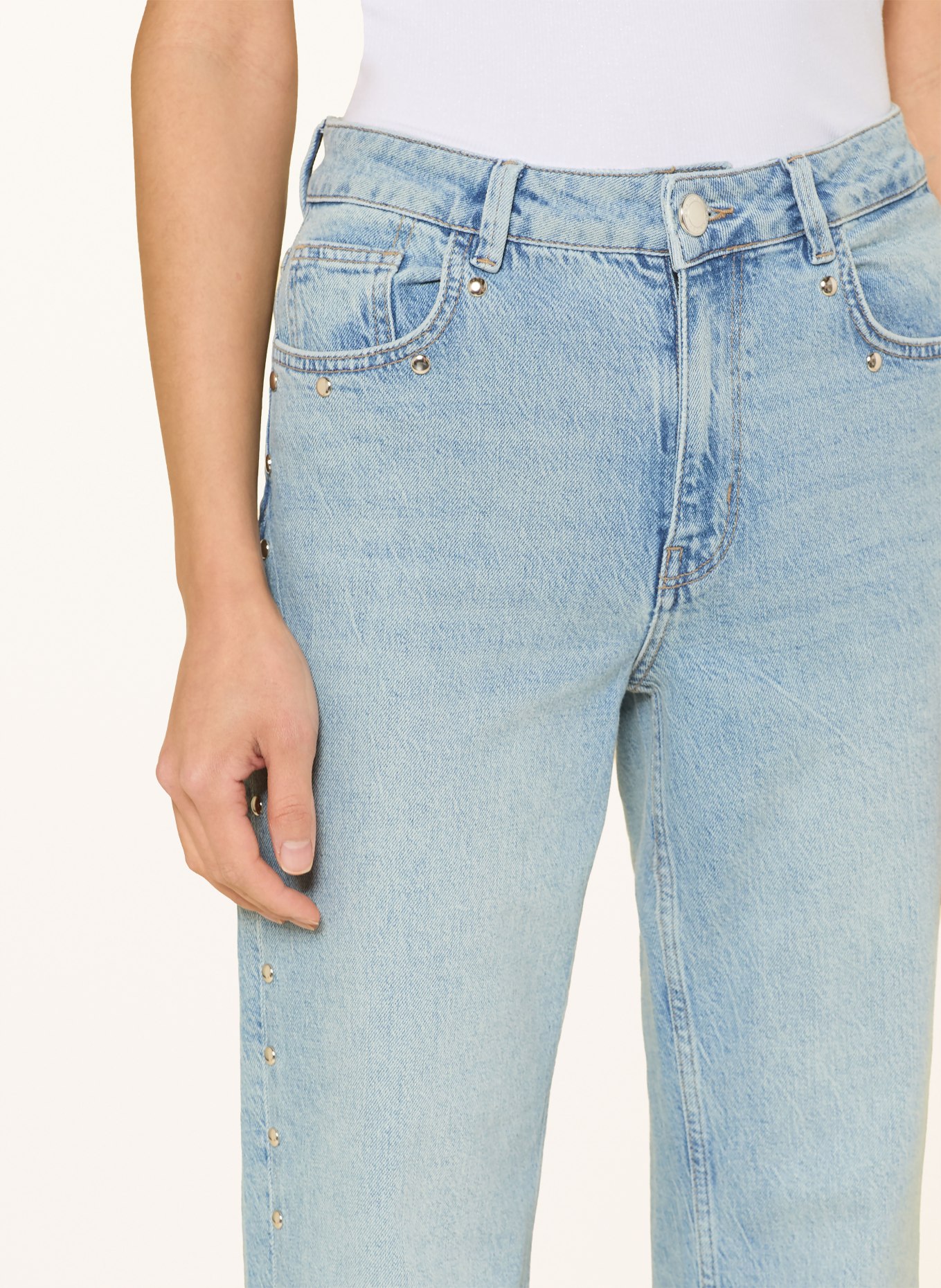 MOS MOSH Rovné džíny MMRACHEL s nýty: 406 LIGHT BLUE