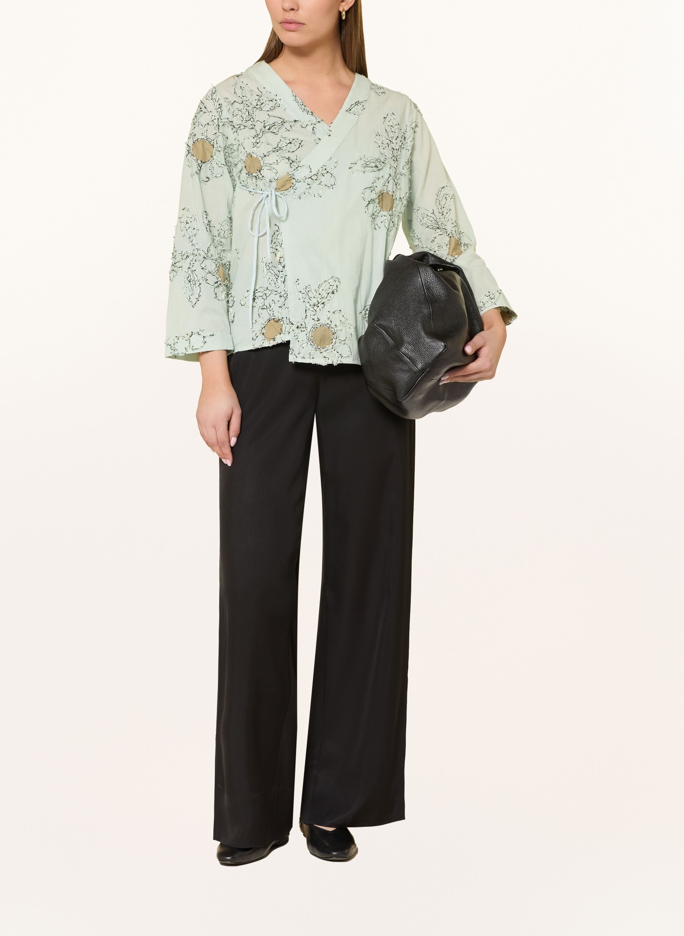 HEYANNO Bluzka kopertowa MMHCHARMING: MIĘTOWY / CZARNY