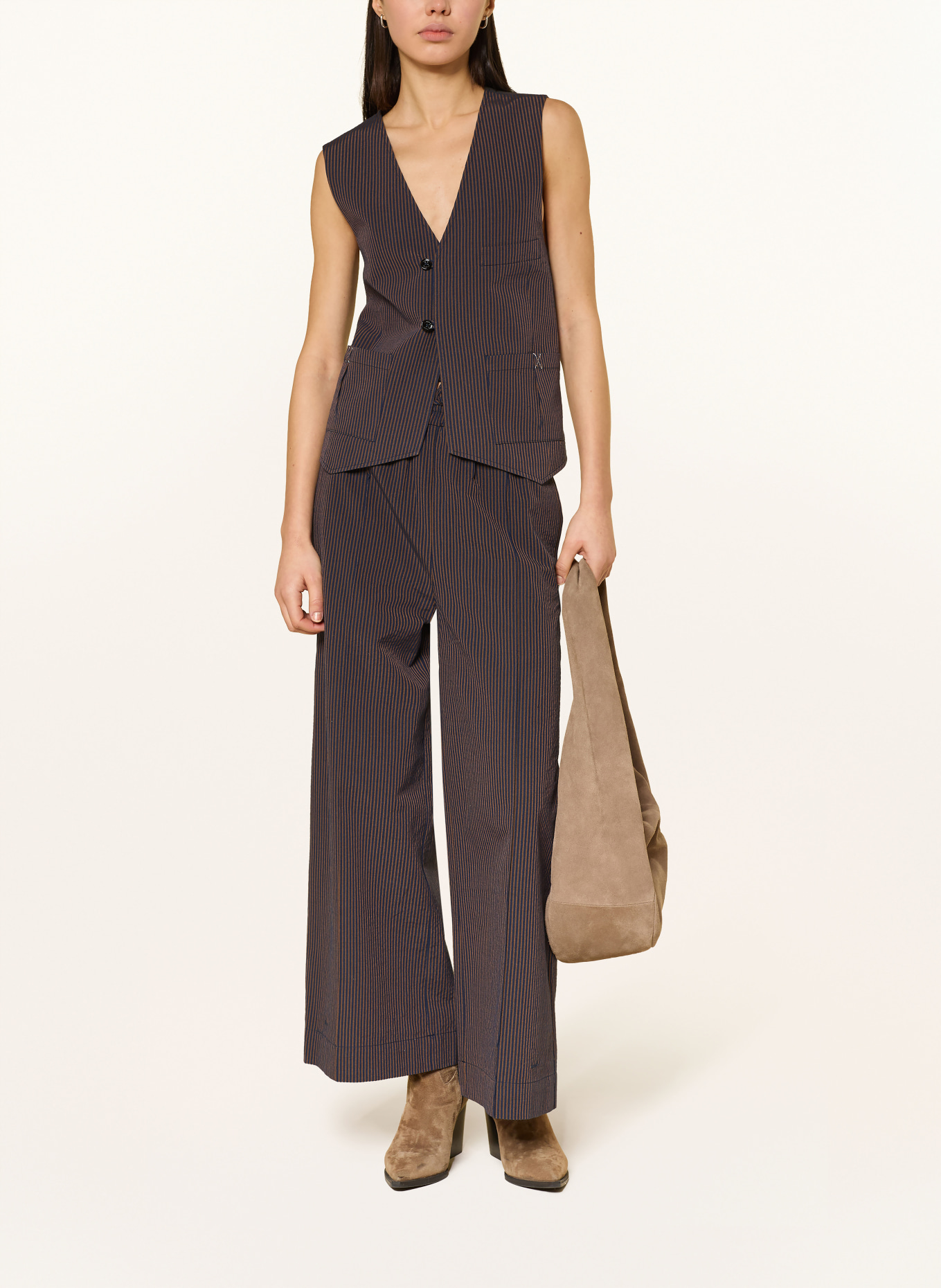 HEYANNO Sako bez rukávů MMHFIT: HNĚDÁ / TMAVĚ MODRÁ