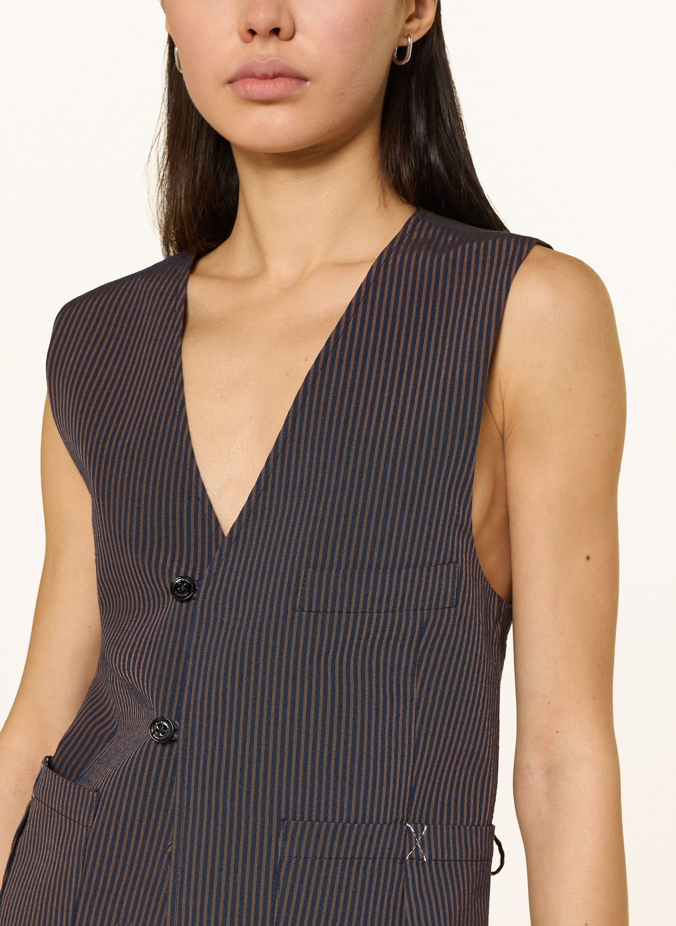 HEYANNO Sako bez rukávů MMHFIT: HNĚDÁ / TMAVĚ MODRÁ