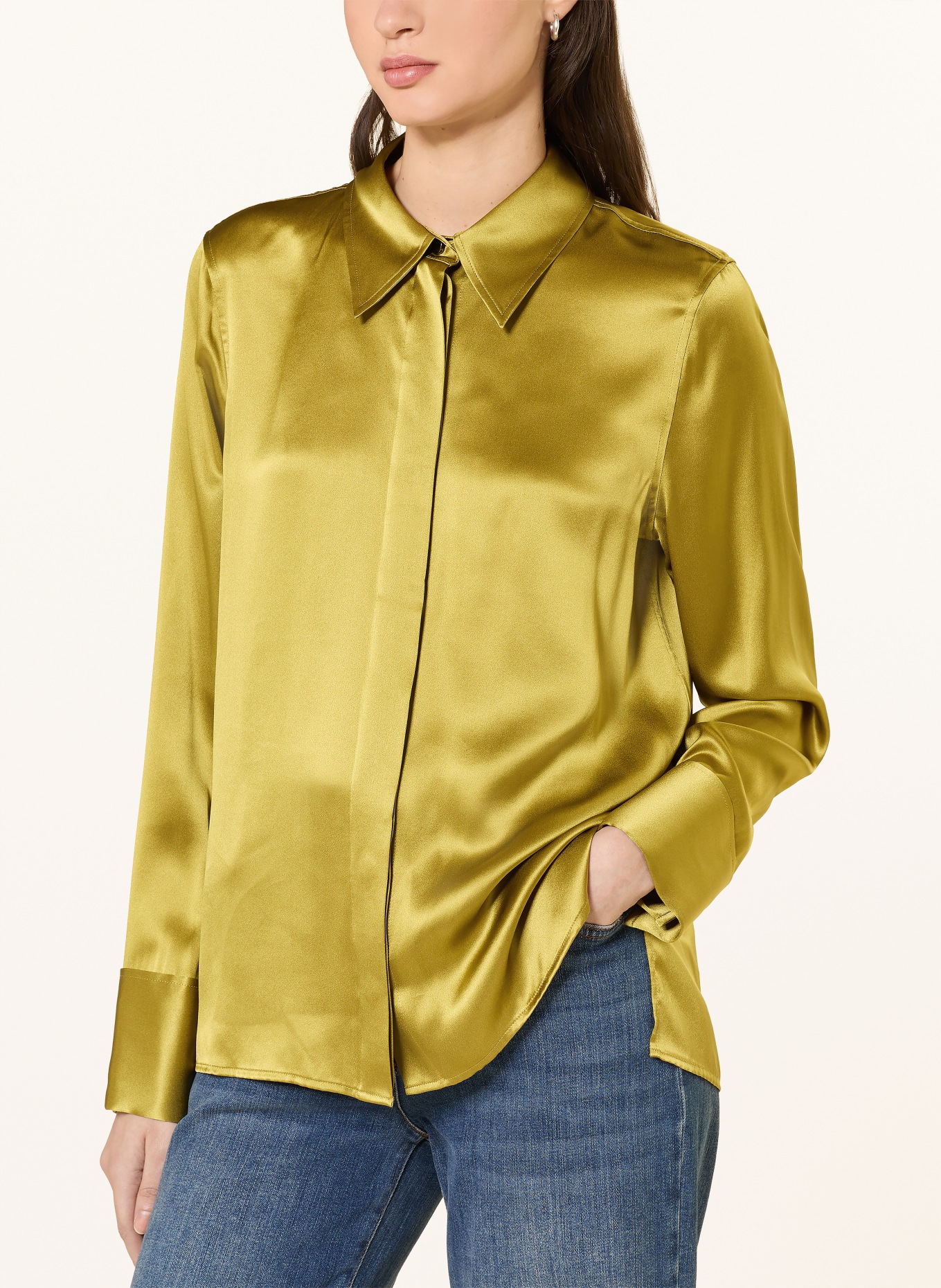 REISS Hemdbluse AMEIRA aus Seide: KHAKI