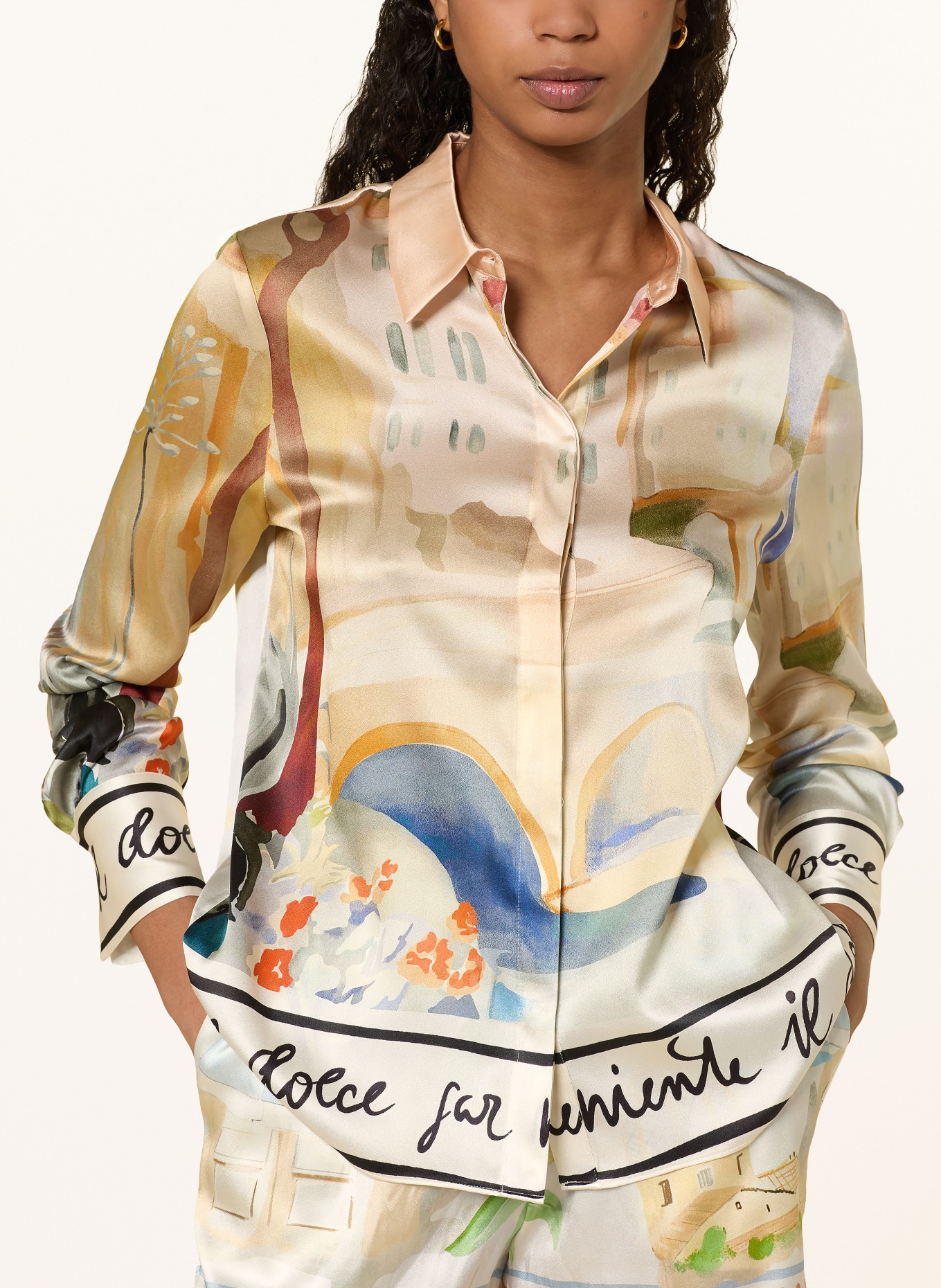 lilienfels Hedvábná košile: BÉŽOVÁ / MODRÁ / ČERNÁ