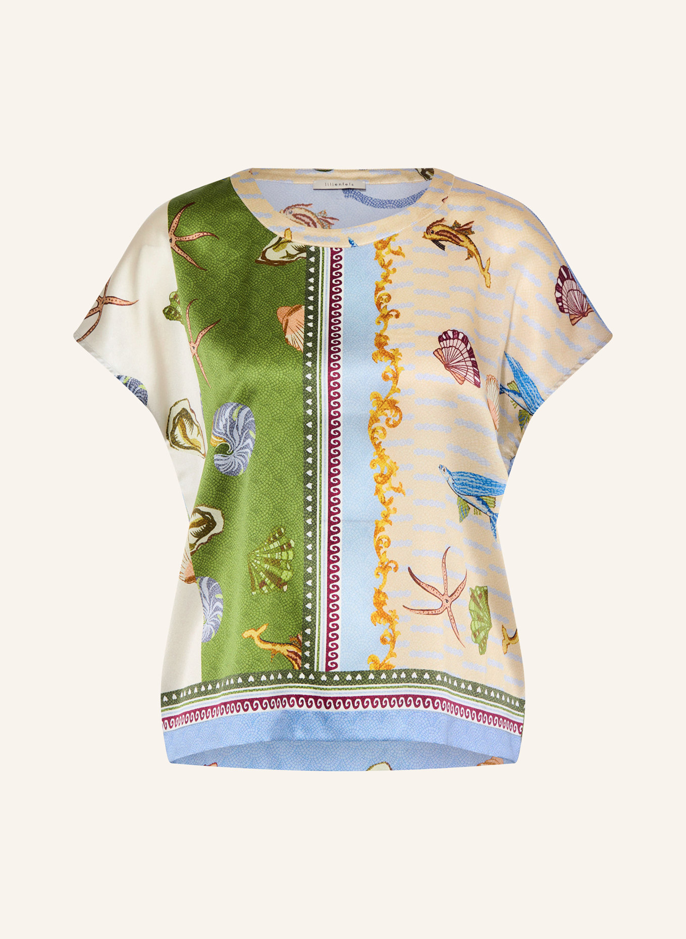 lilienfels Hedvábná halenka: MODRÁ / TMAVĚ ŽLUTÁ / ZELENÁ