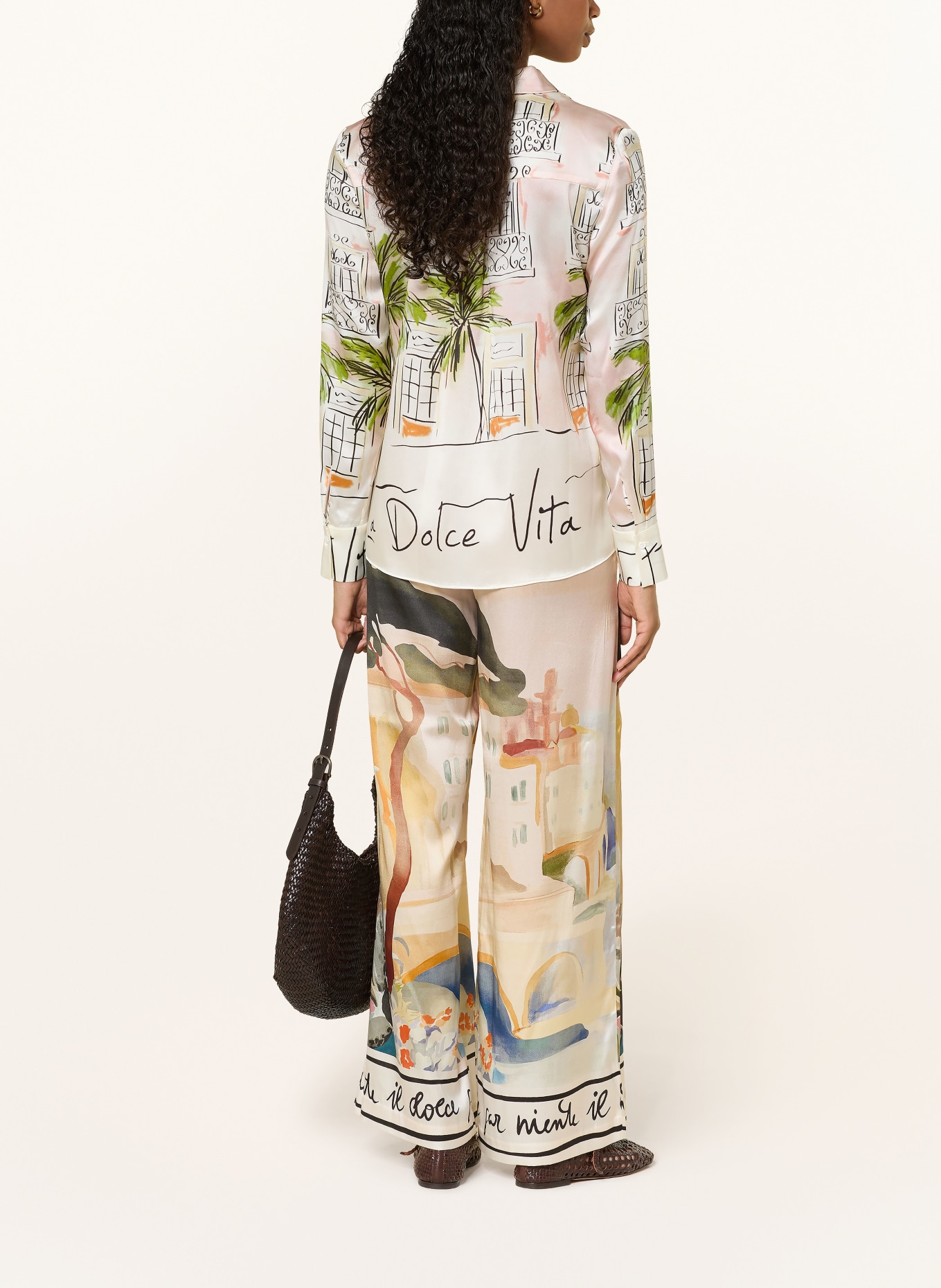 lilienfels Hedvábná košile: RŮŽOVÁ / KRÉMOVÁ / ZELENÁ