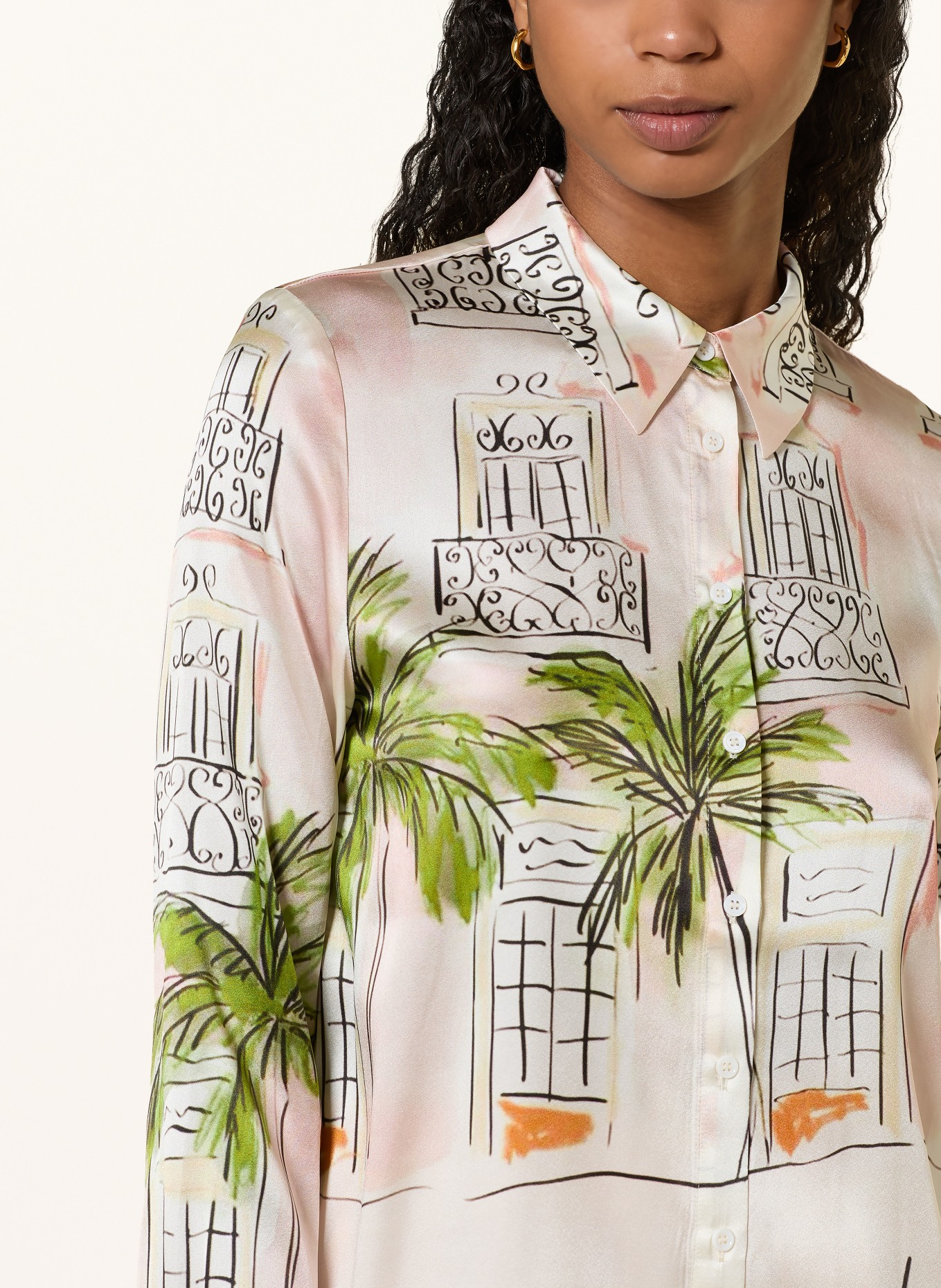 lilienfels Hedvábná košile: RŮŽOVÁ / KRÉMOVÁ / ZELENÁ