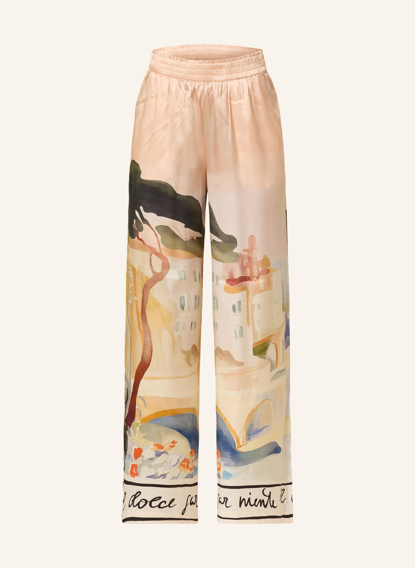 lilienfels Hedvábné kalhoty Marlene: BARVA RŮŽOVÉHO ZLATA / TMAVĚ ORANŽOVÁ / TMAVĚ ZELENÁ