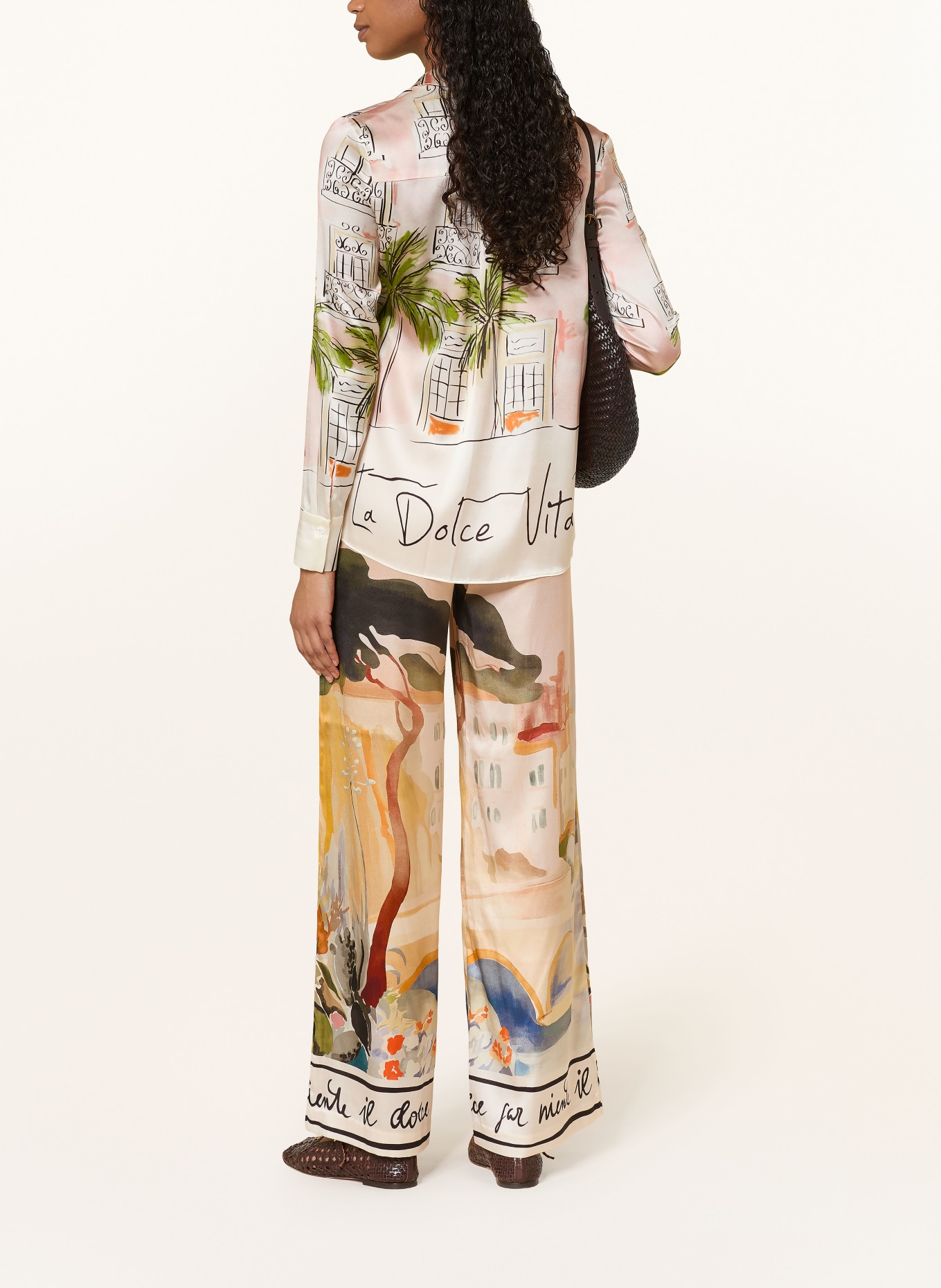 lilienfels Hedvábné kalhoty Marlene: BARVA RŮŽOVÉHO ZLATA / TMAVĚ ORANŽOVÁ / TMAVĚ ZELENÁ