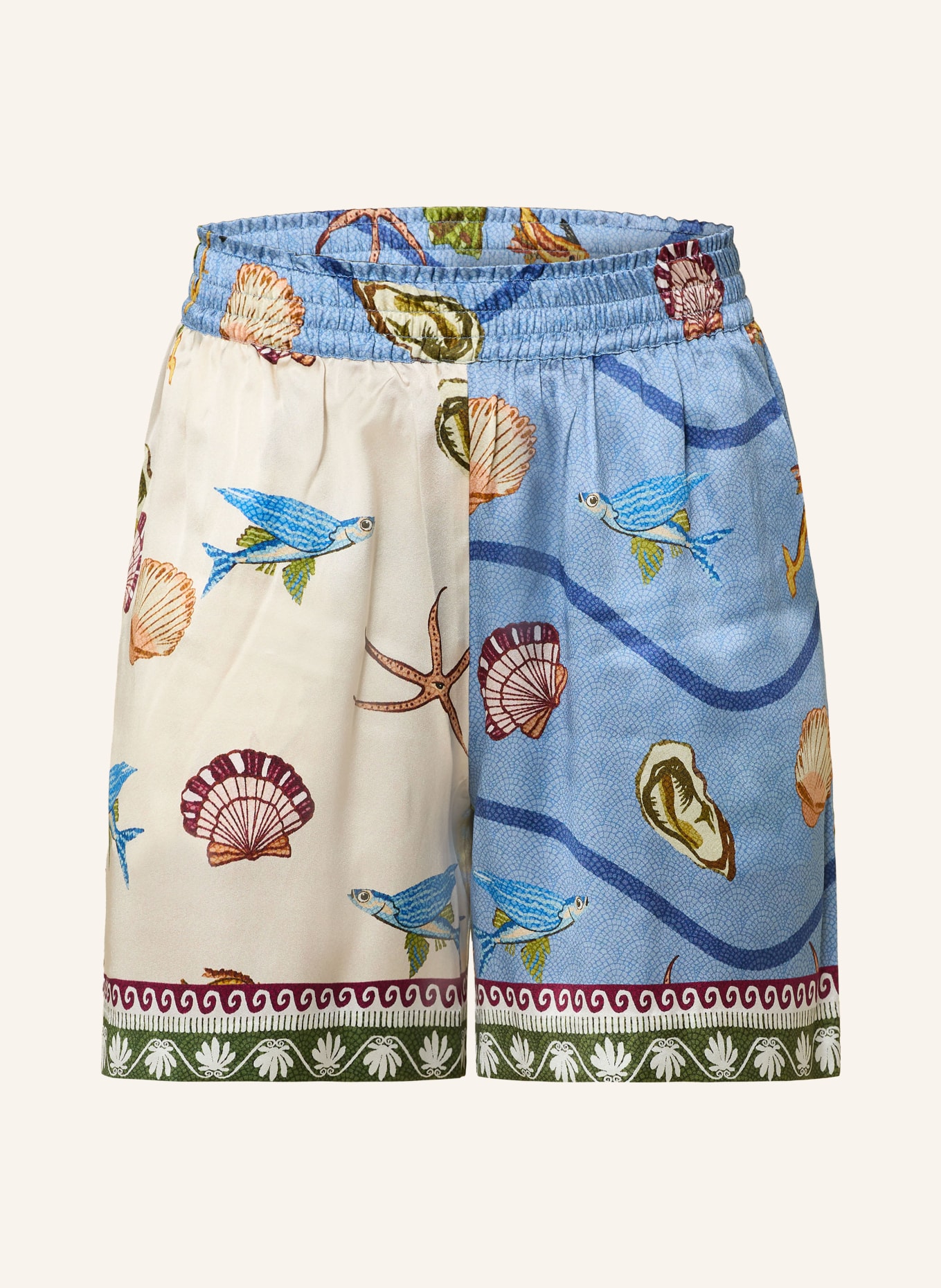 lilienfels Hedvábné šortky: MODRÁ / TMAVĚ ŽLUTÁ / ZELENÁ