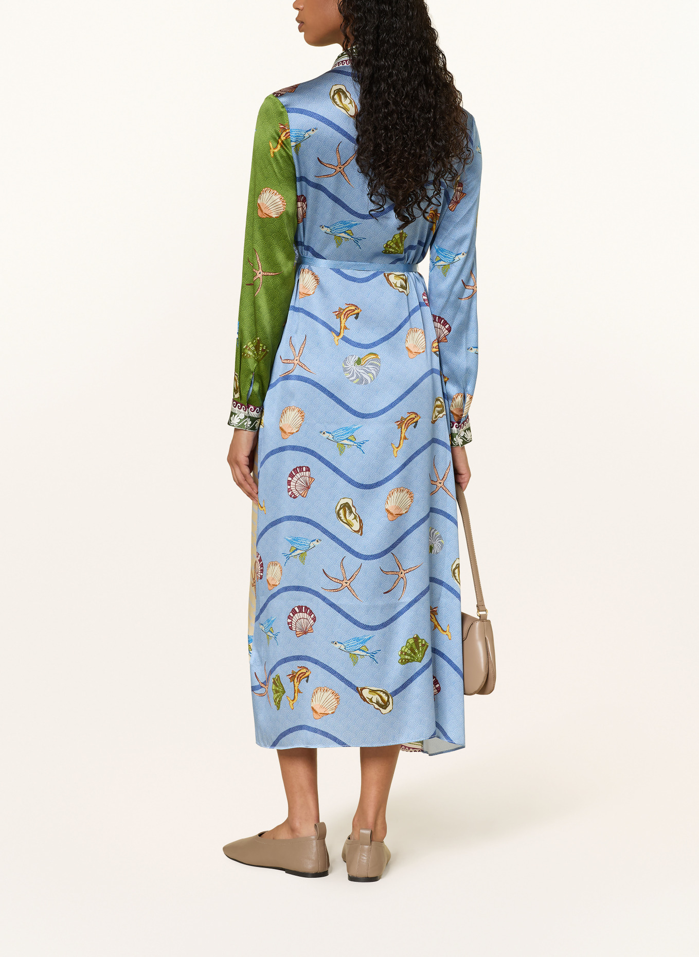 lilienfels Hemdblusenkleid aus Seide: BLAU / HELLGELB / GRÜN