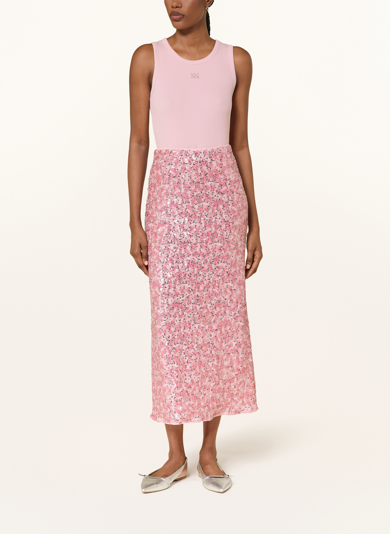 RIANI Mesh skirt with sequins: PINK / PINK