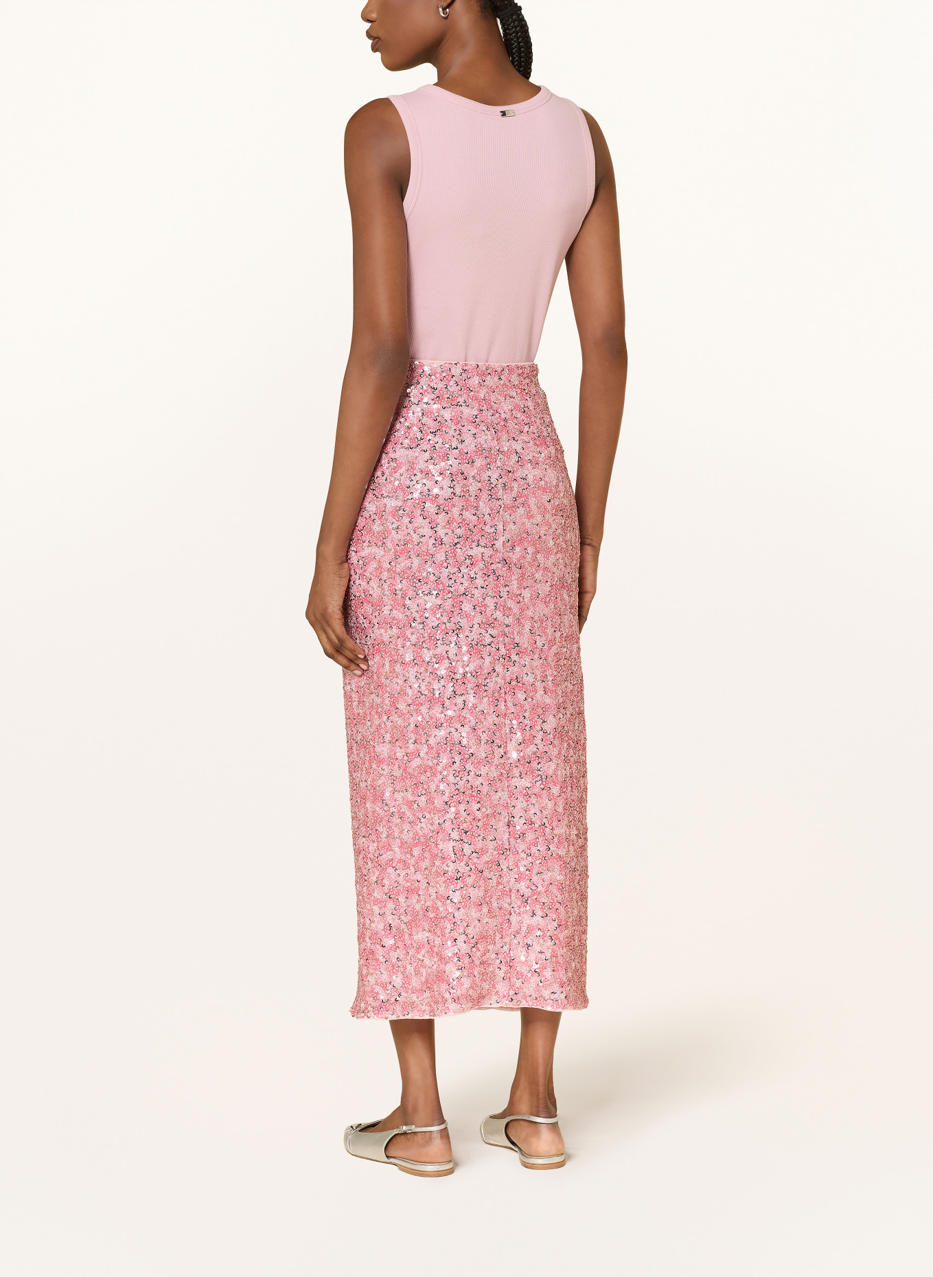 RIANI Mesh skirt with sequins: PINK / PINK