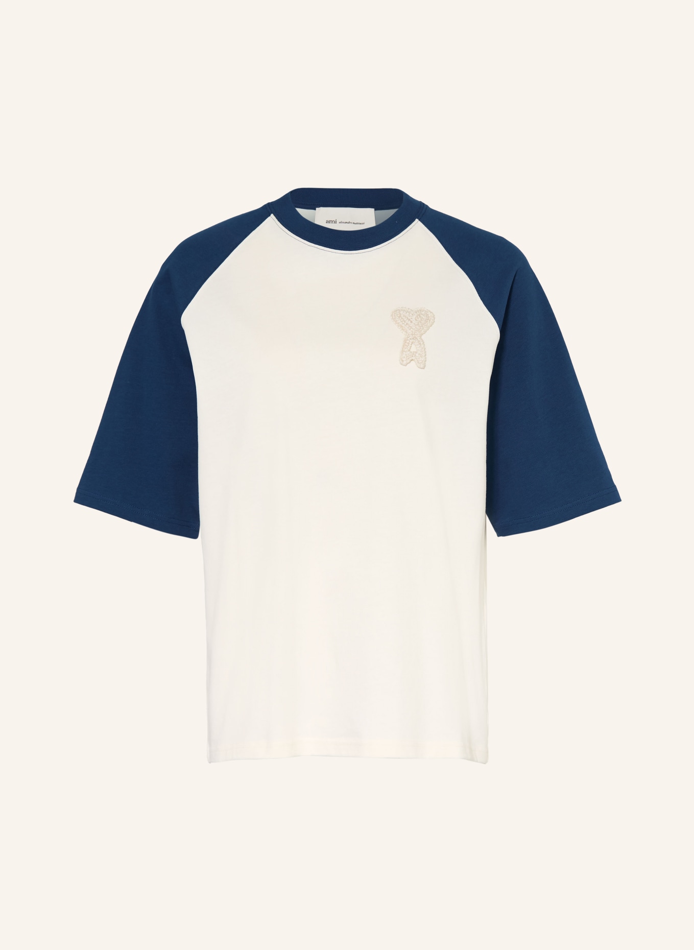 AMI PARIS tričko: TMAVĚ MODRÁ / KRÉMOVÁ