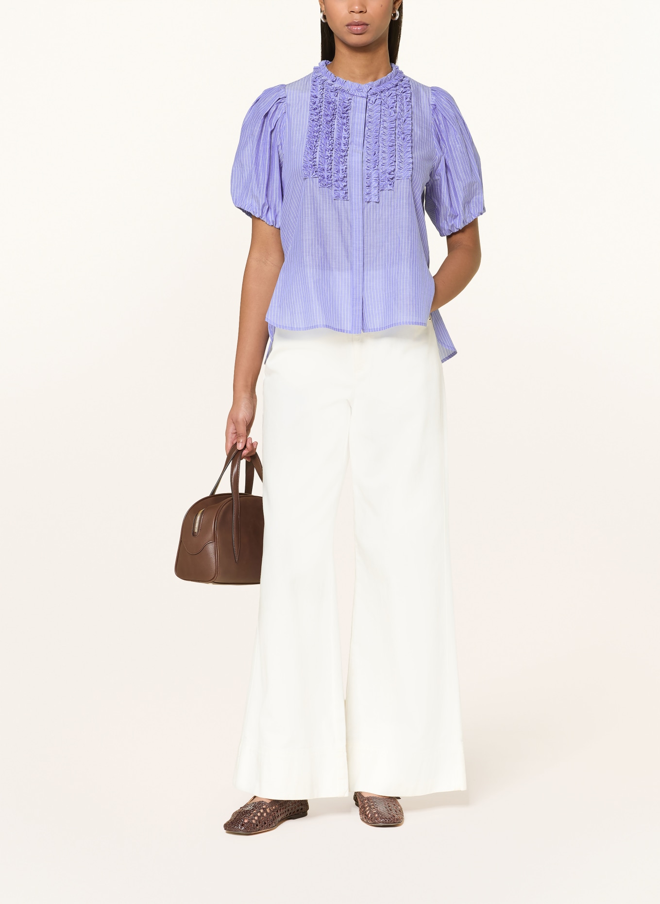 van Laack Bluse VL-TEONA-XX mit Seide: BLAU / WEISS