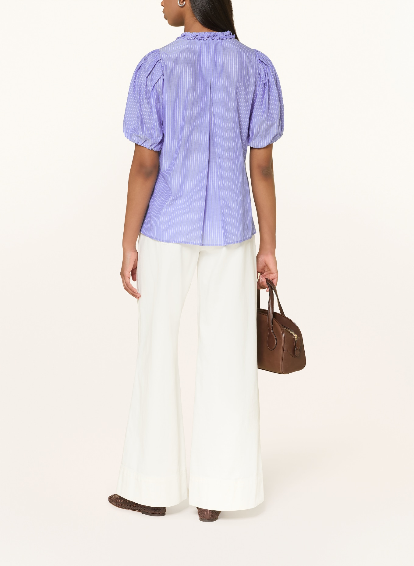 van Laack Bluse VL-TEONA-XX mit Seide: BLAU / WEISS