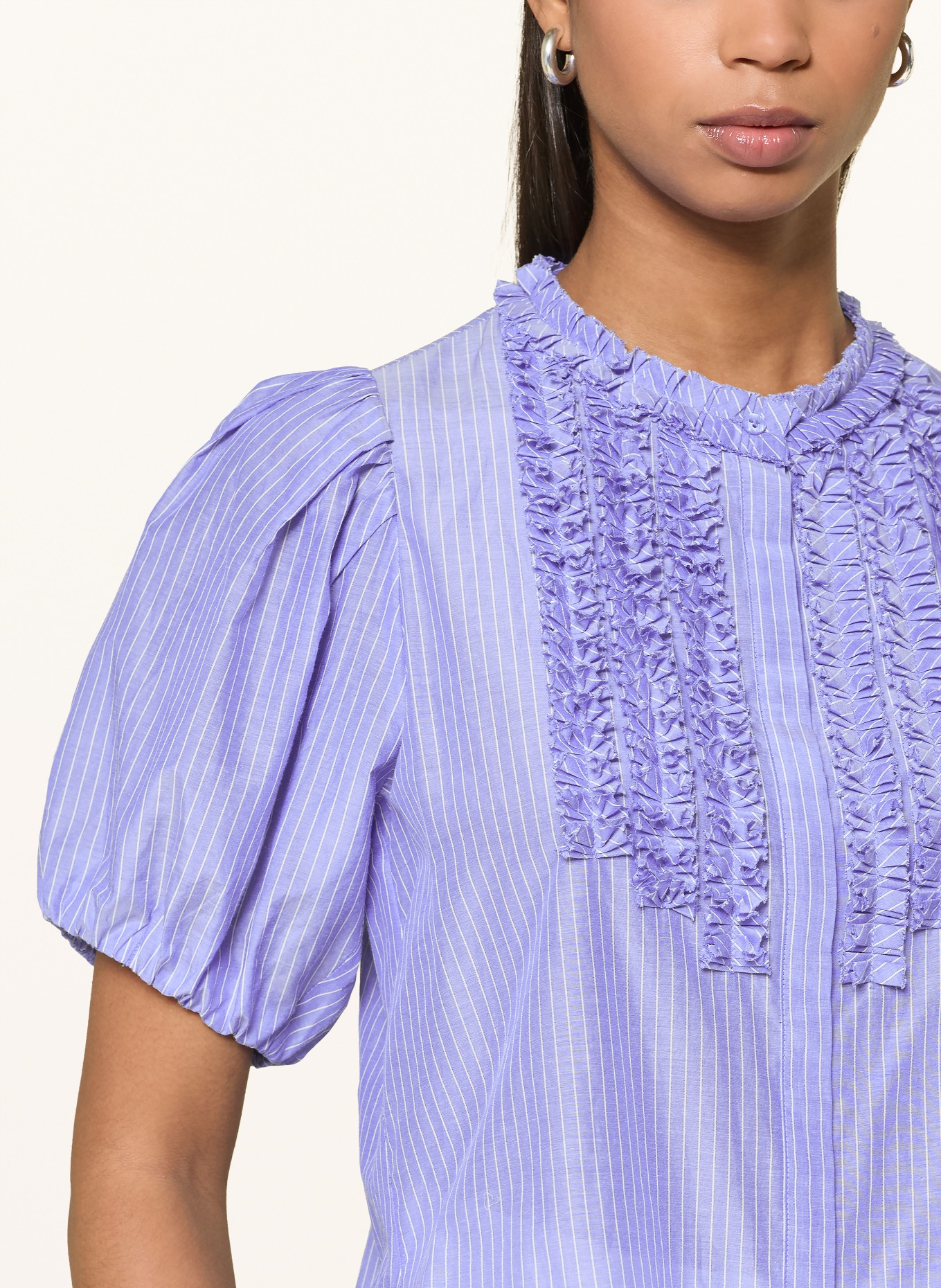 van Laack Bluse VL-TEONA-XX mit Seide: BLAU / WEISS