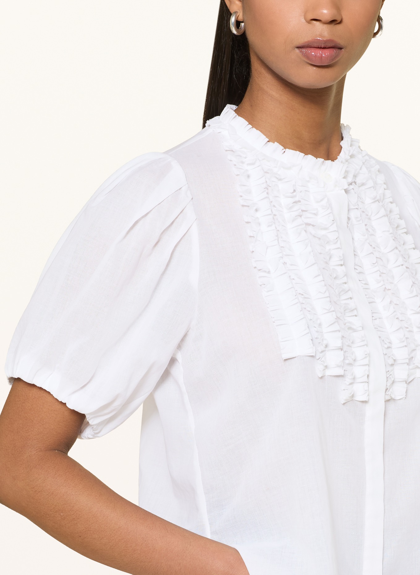 van Laack Bluse VL-TEONA-XX mit Rüschen: WEISS